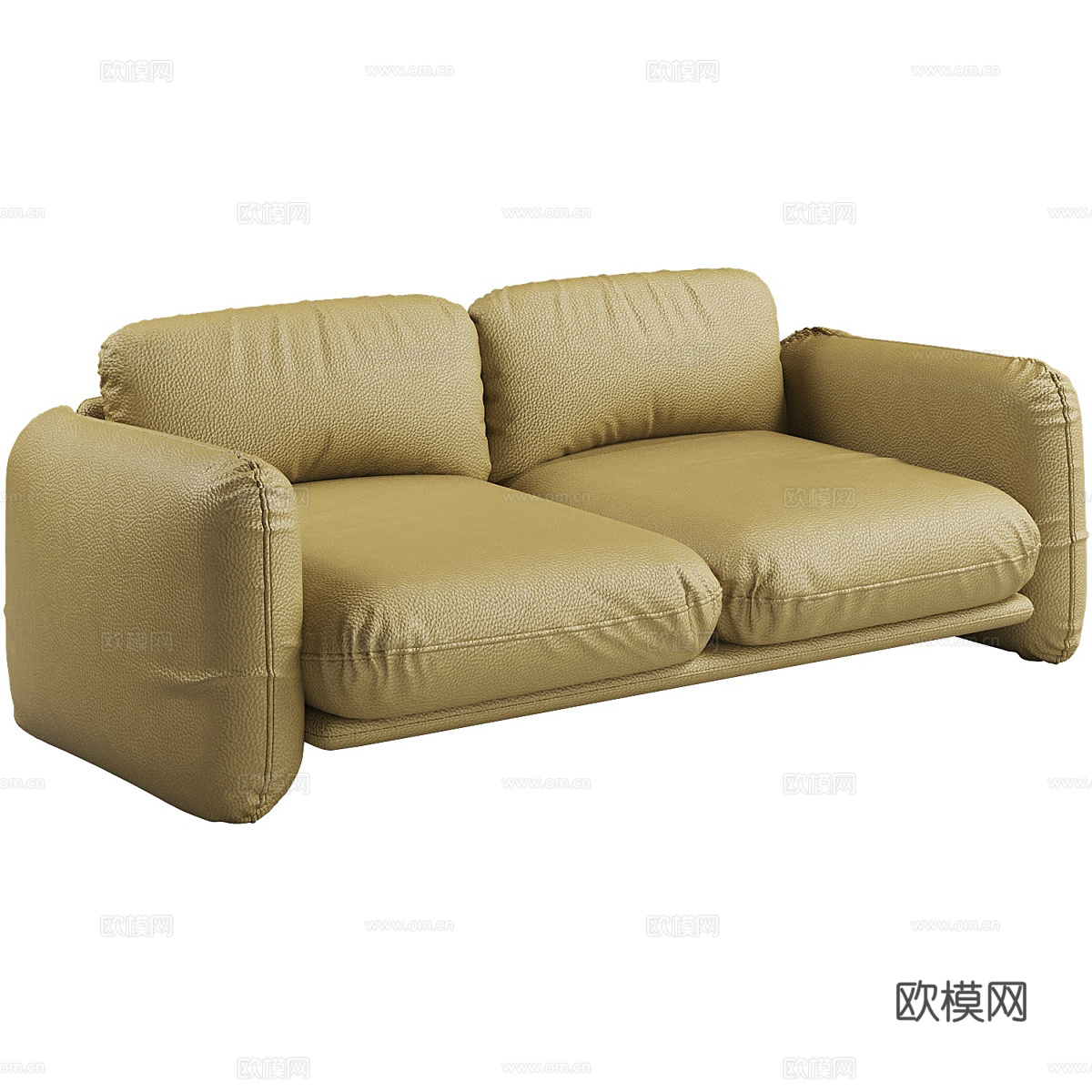 现代意式双人皮革休闲沙发3d模型
