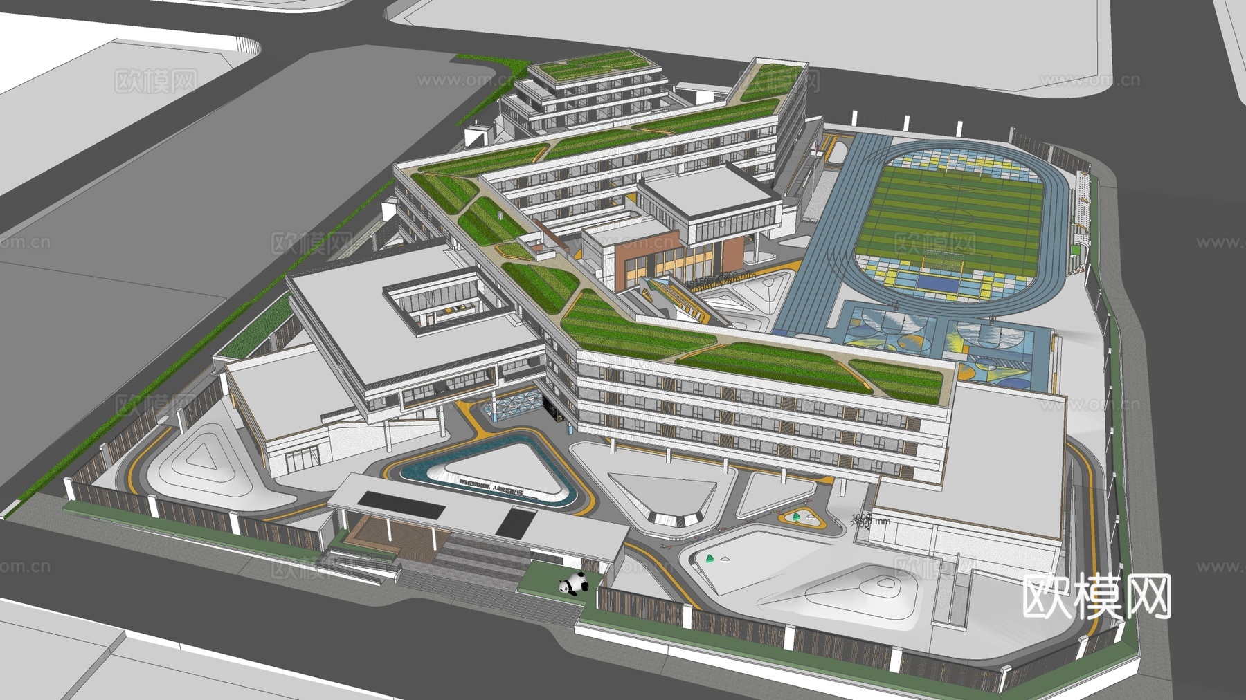 现代学校建筑 教学楼建筑 中小学建筑 行政楼 办公楼su模型