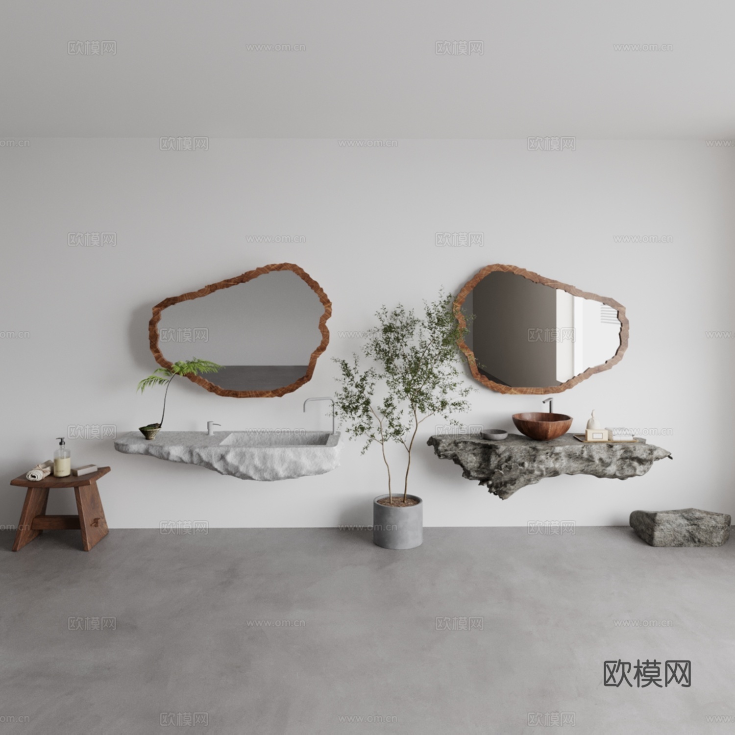 石材台盆3d模型
