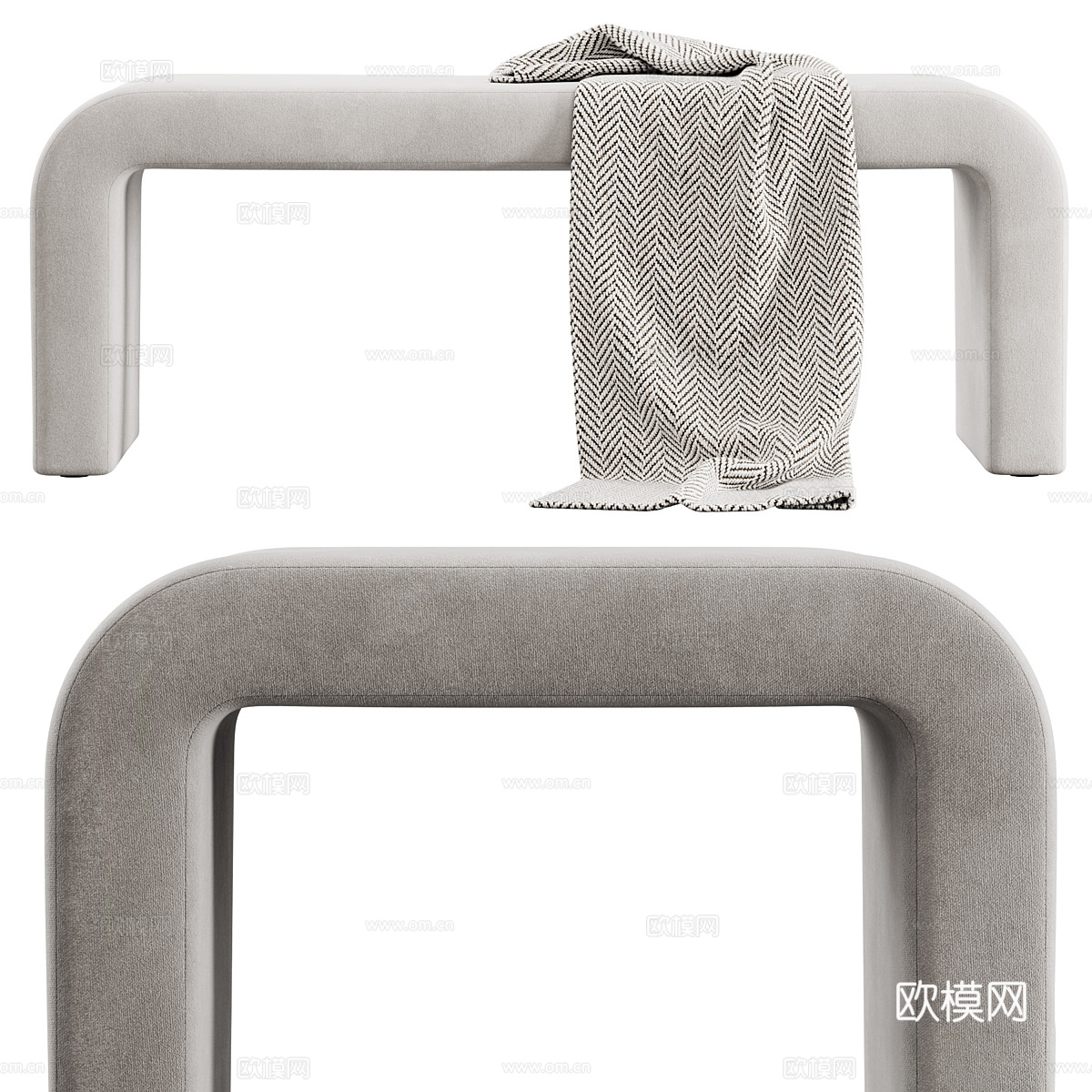 现代布艺长凳 条凳 床尾凳3d模型