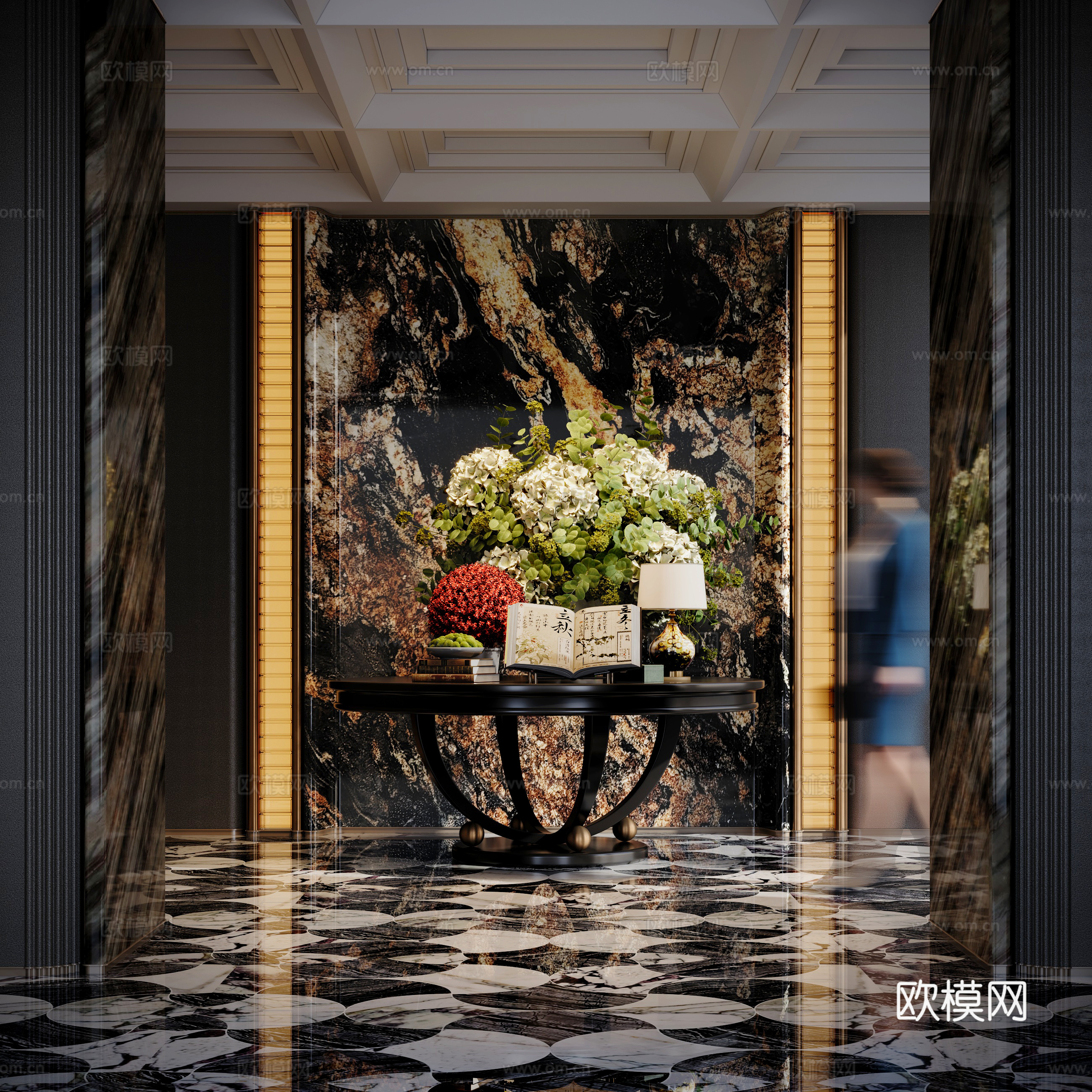 现代酒店大堂端景3d模型