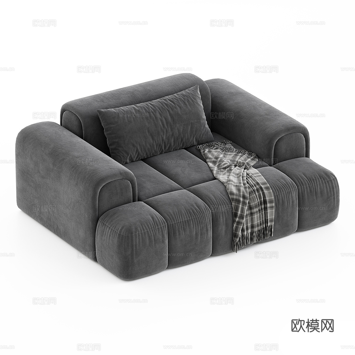 现代意式布艺休闲沙发3d模型