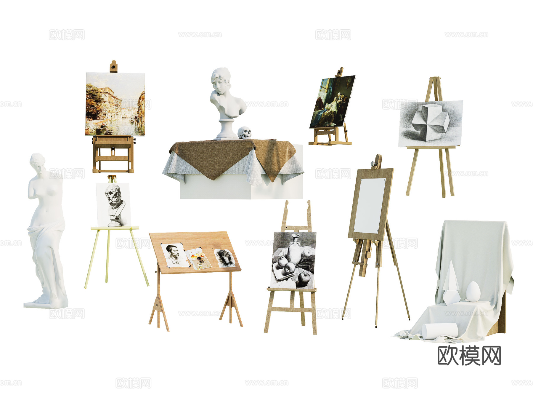 画架 × 雕塑 × 画室用品su模型