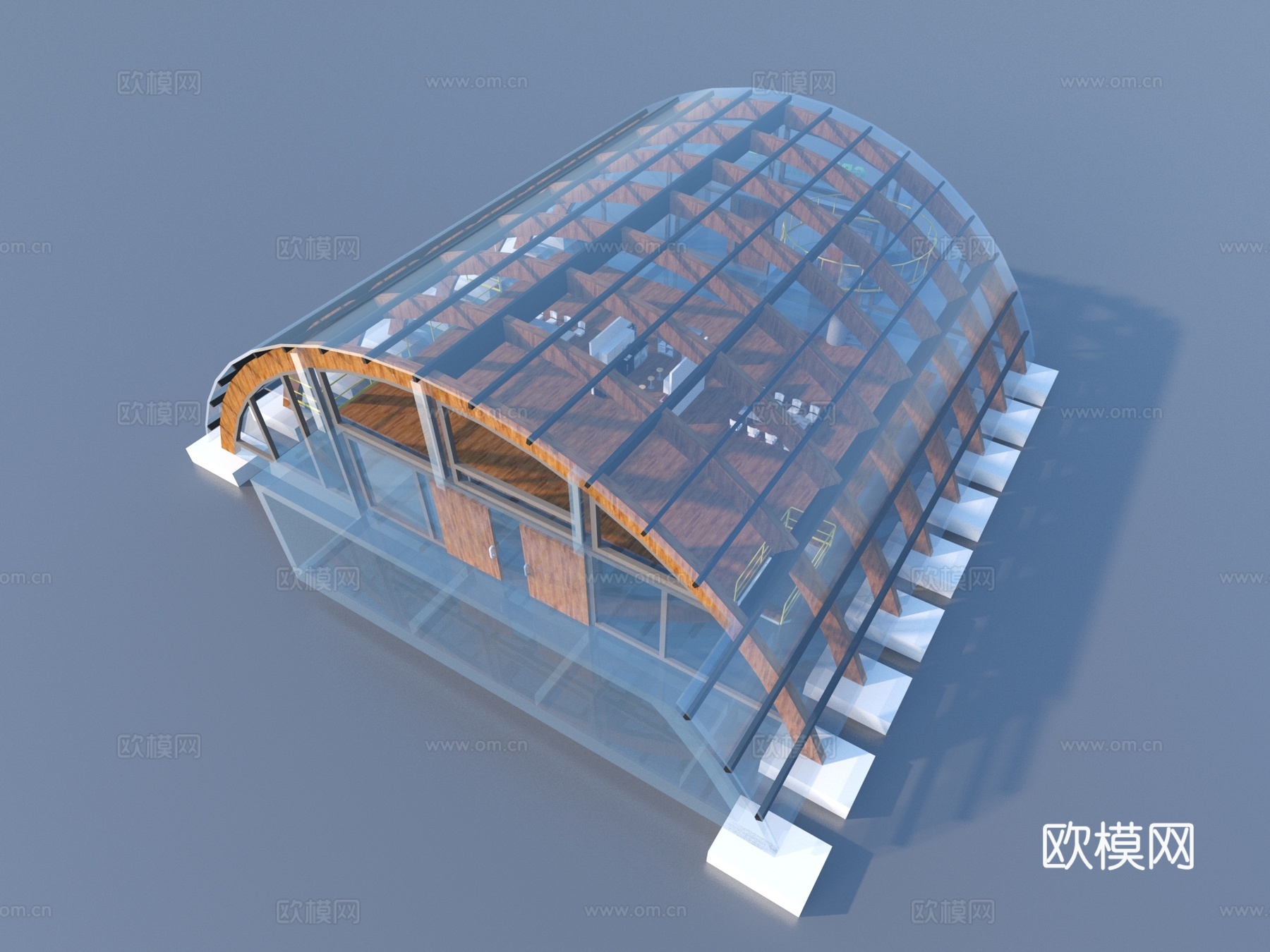 温室大棚 玻璃房 玻璃采光顶3d模型