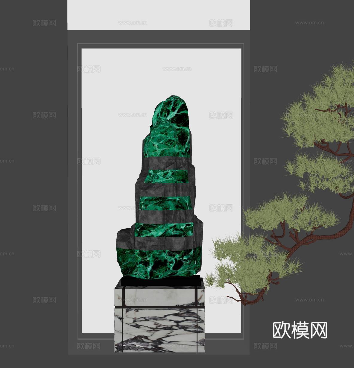 现代雕塑装置 工艺品落地摆件su模型