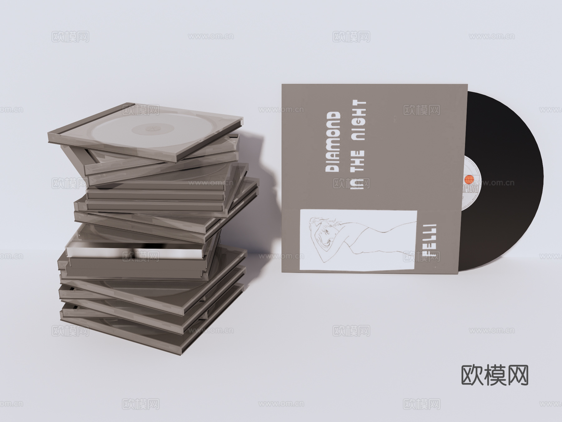 CD 影碟 唱片 黑胶 装饰摆件su模型