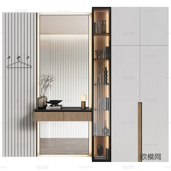 现代极简衣柜梳妆台3d模型下载(渲染图5)