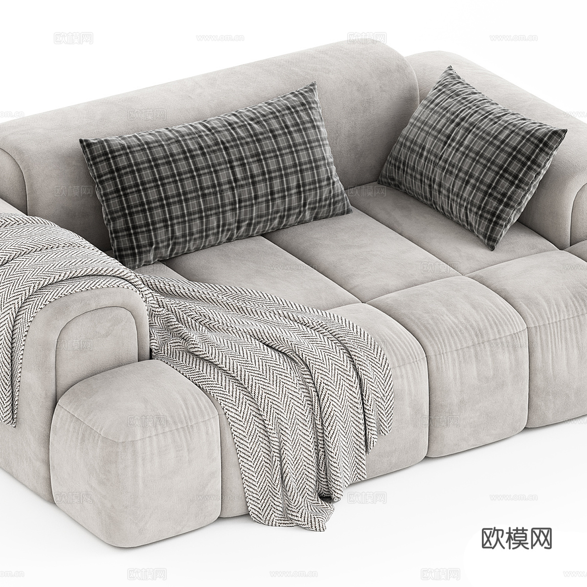 现代意式布艺休闲沙发3d模型