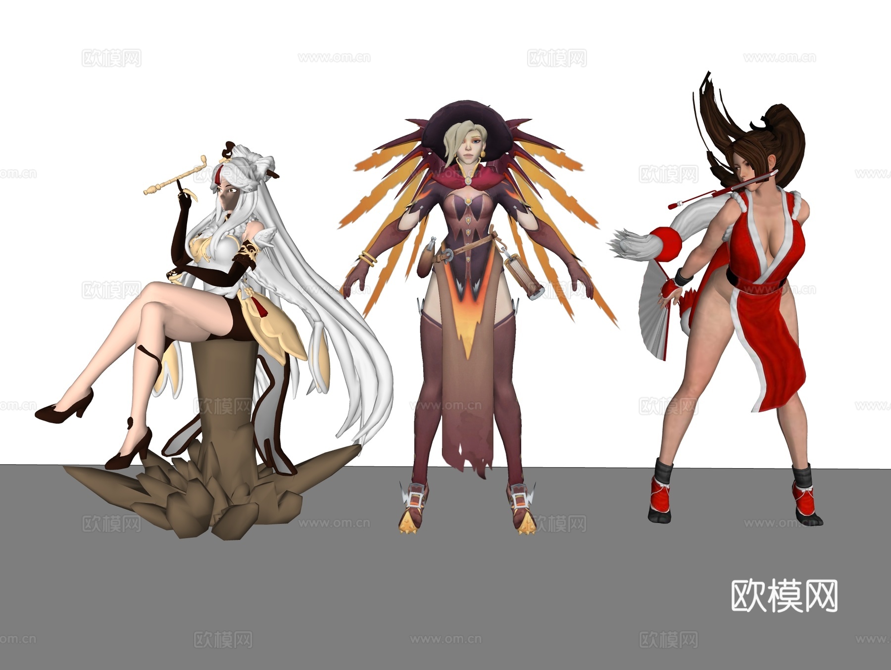 OW 守望先锋 天使 不知火舞 潮玩 手办 玩具 装饰摆件su模型