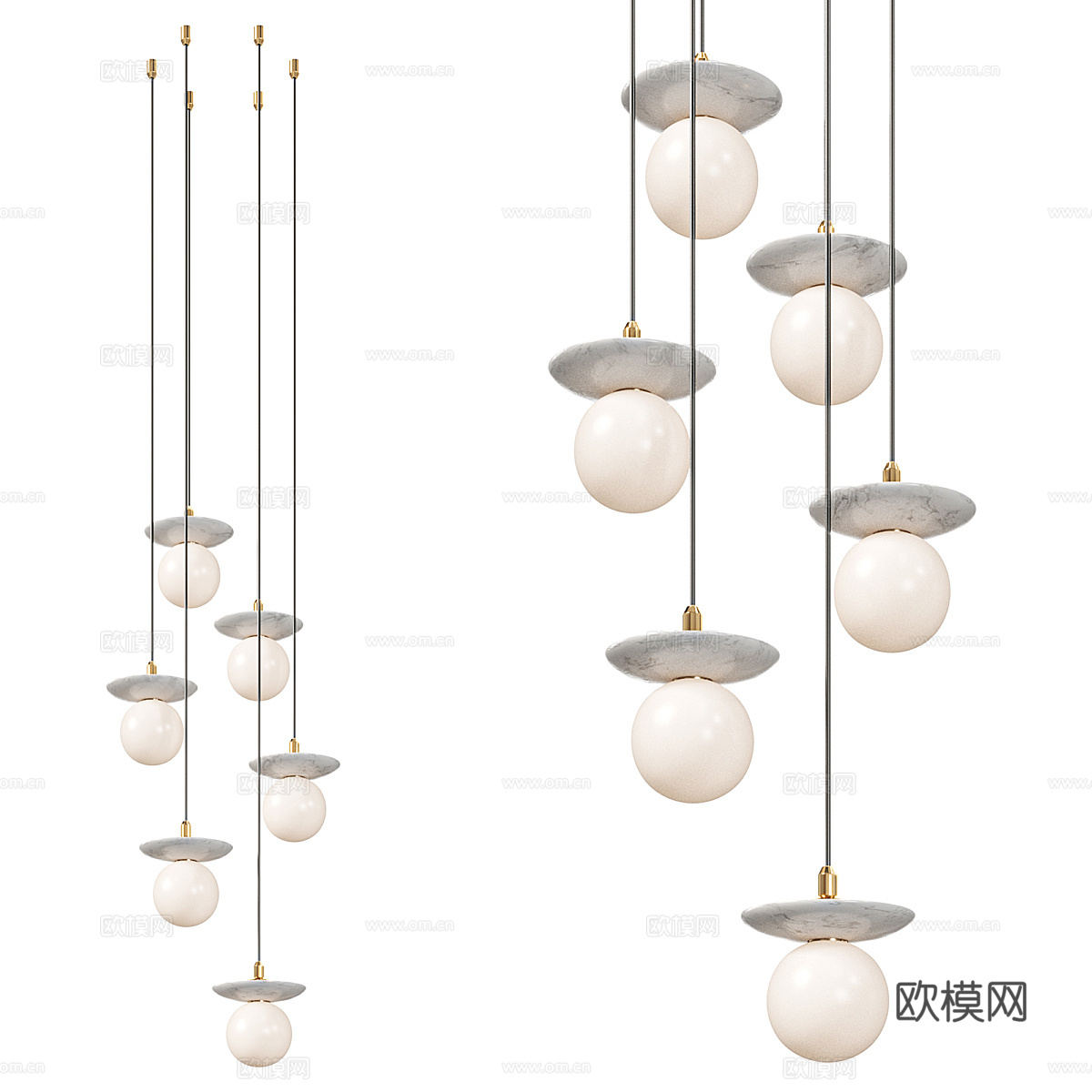 新中式轻奢装饰吊灯3d模型