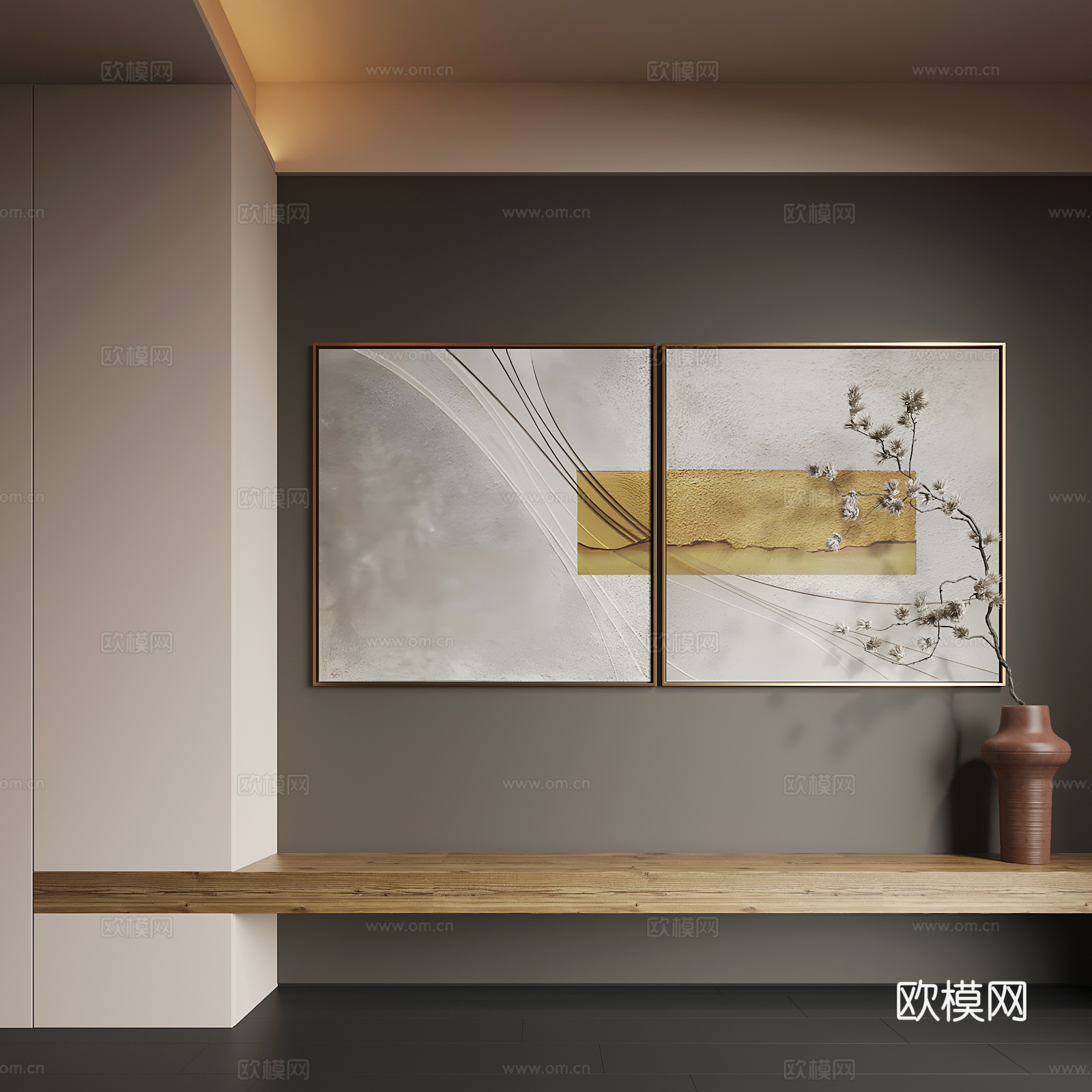 现代挂画 现代抽象挂画 现代组合画 现代意式挂画 现代轻奢挂3d模型