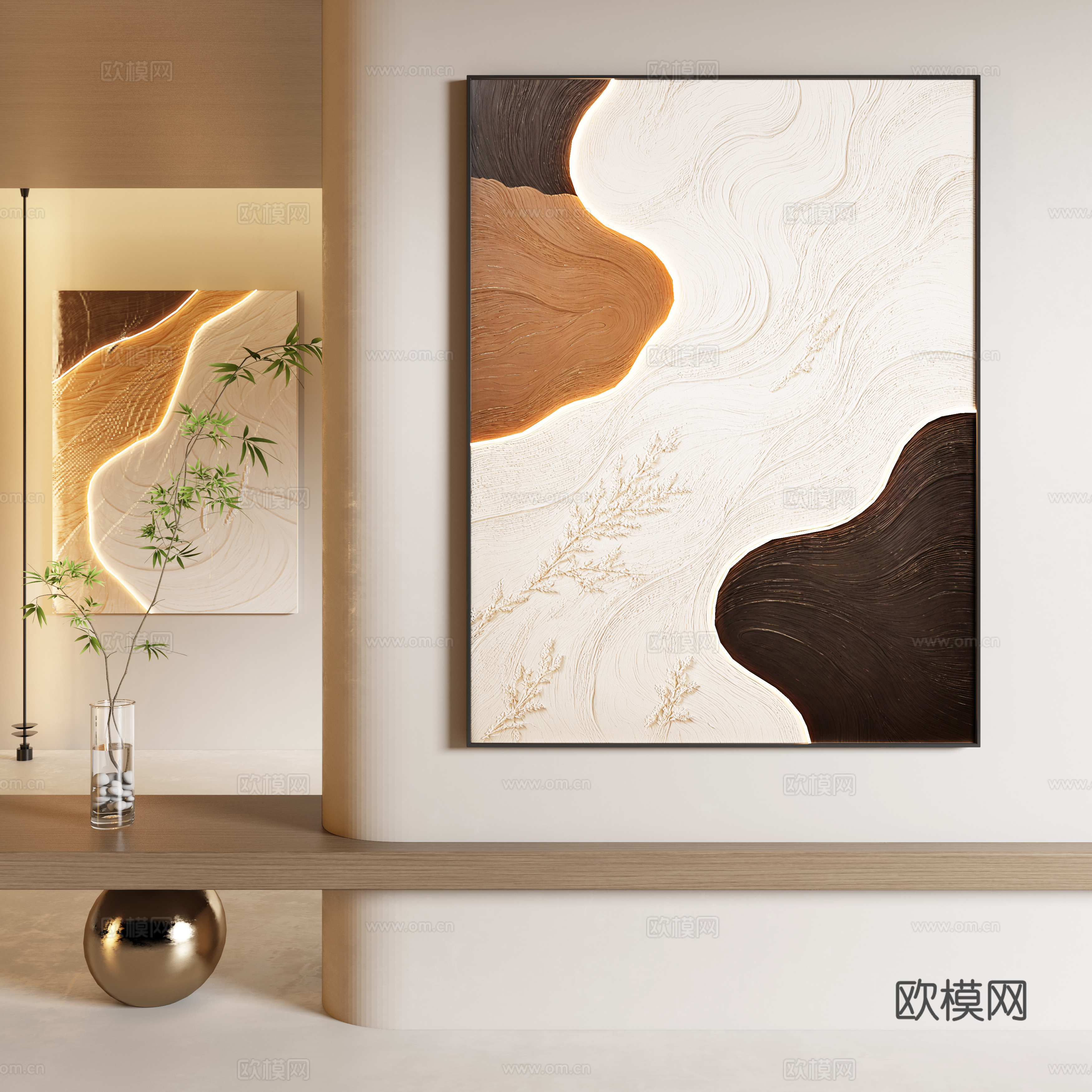 茶室挂画 书房挂画 办公室挂画 油画 客厅挂画3d模型
