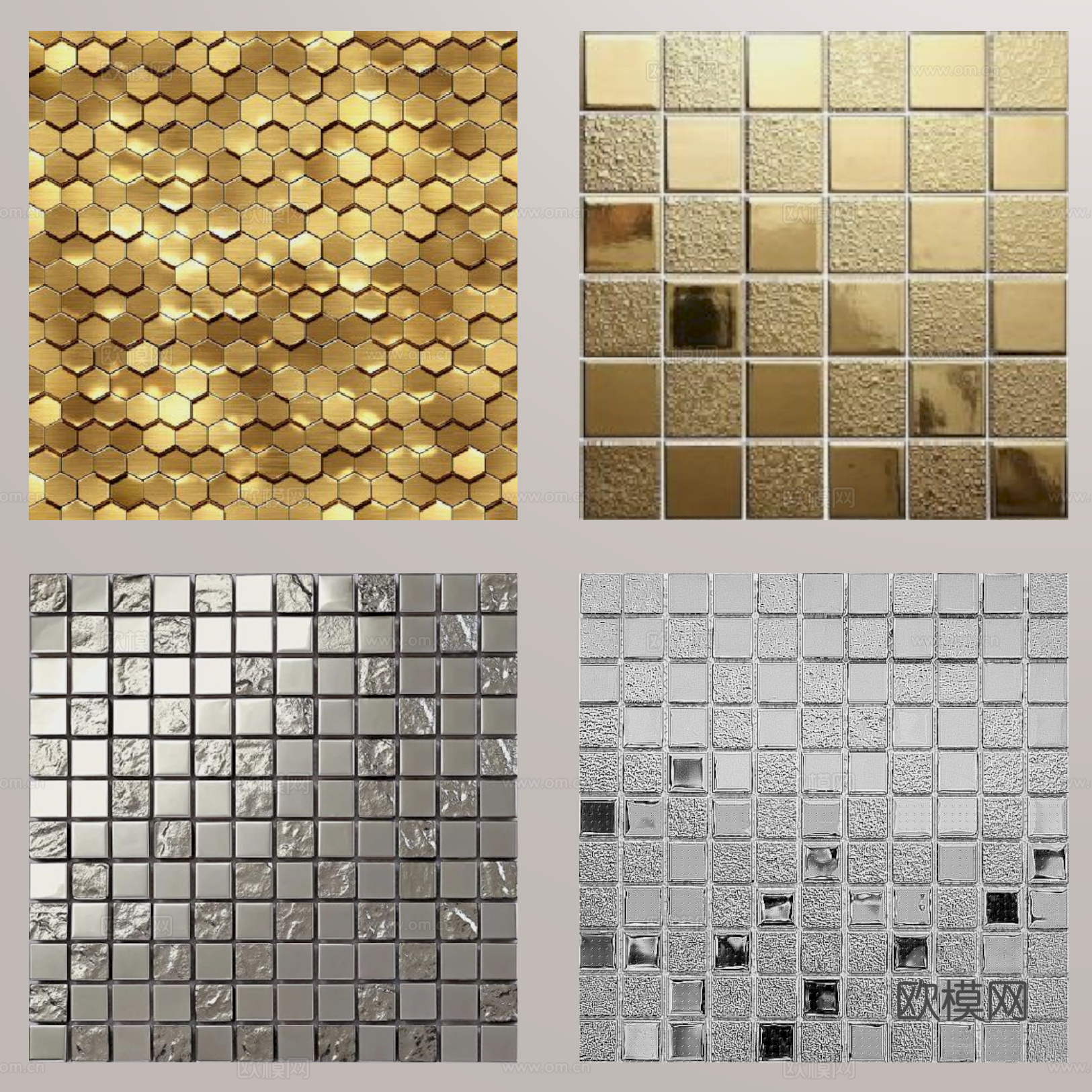 金属马赛克砖 瓷砖su模型