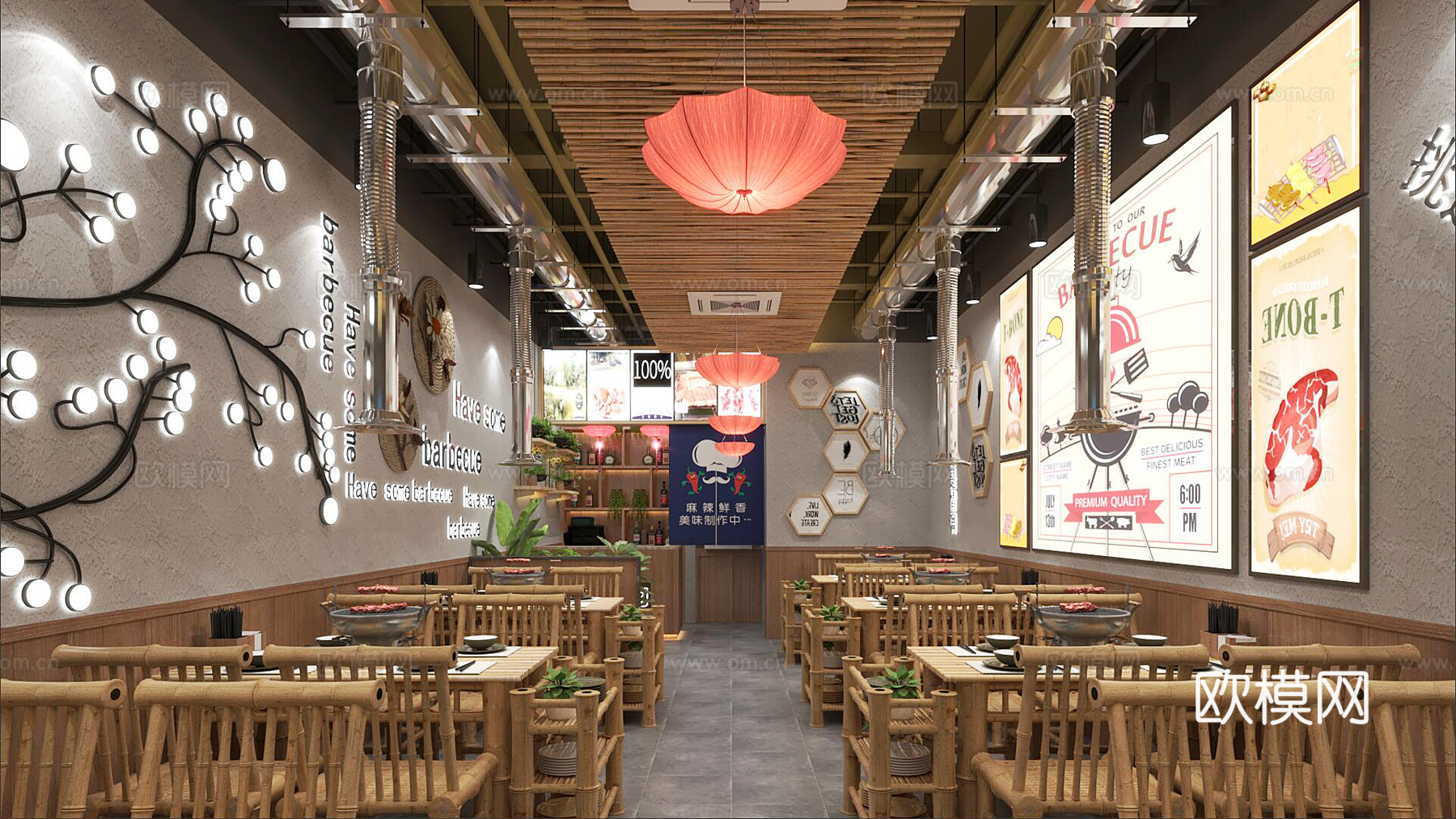 麻辣香锅店3d模型