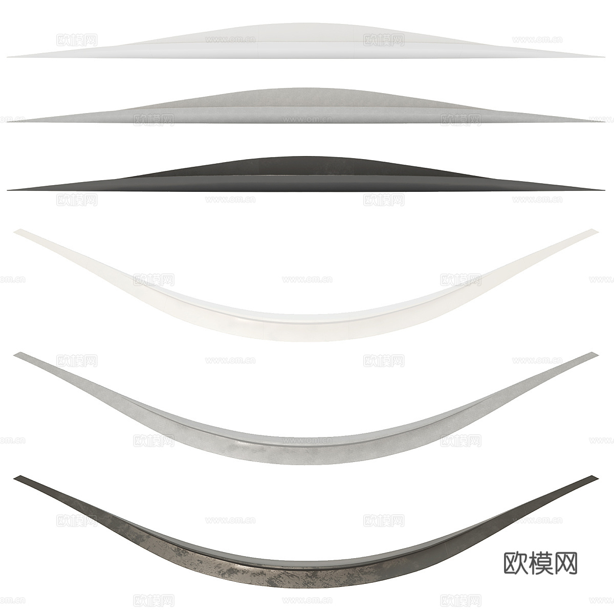 现代户外弧形长凳3d模型