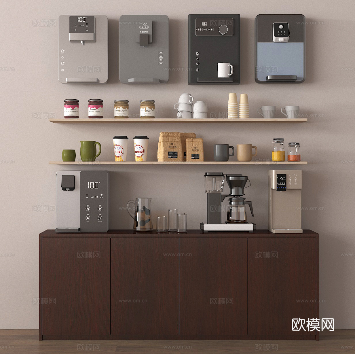 直饮机 饮水机 咖啡杯 咖啡机3d模型