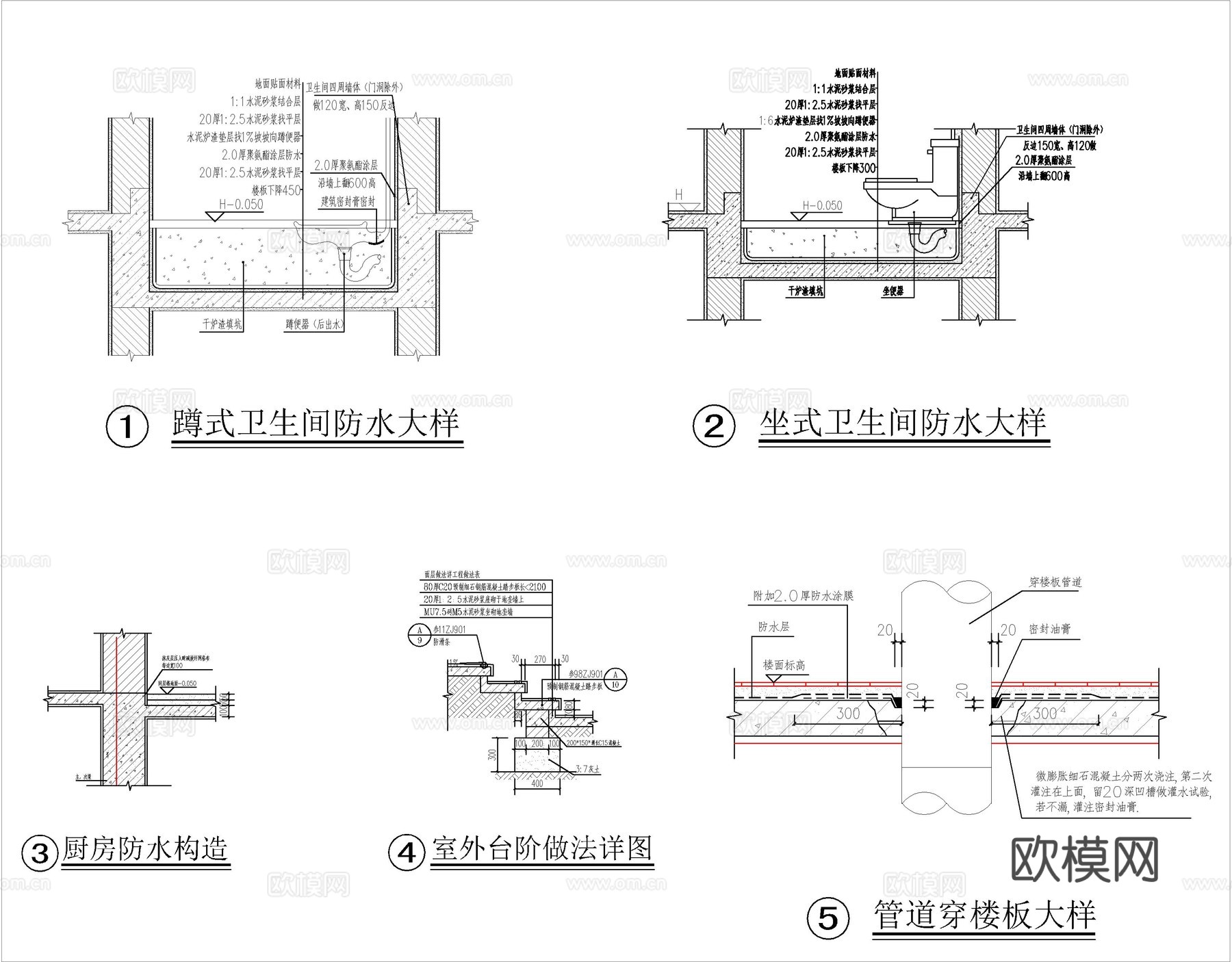 现代新中式三层自建房、别墅建筑设计cad施工图