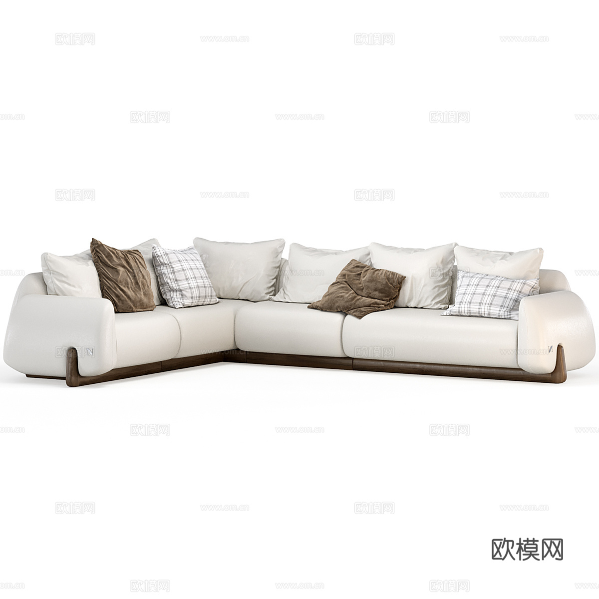 现代奶油风布艺转角沙发3d模型
