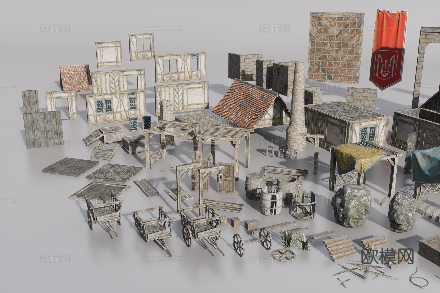中式建筑及家具3d模型