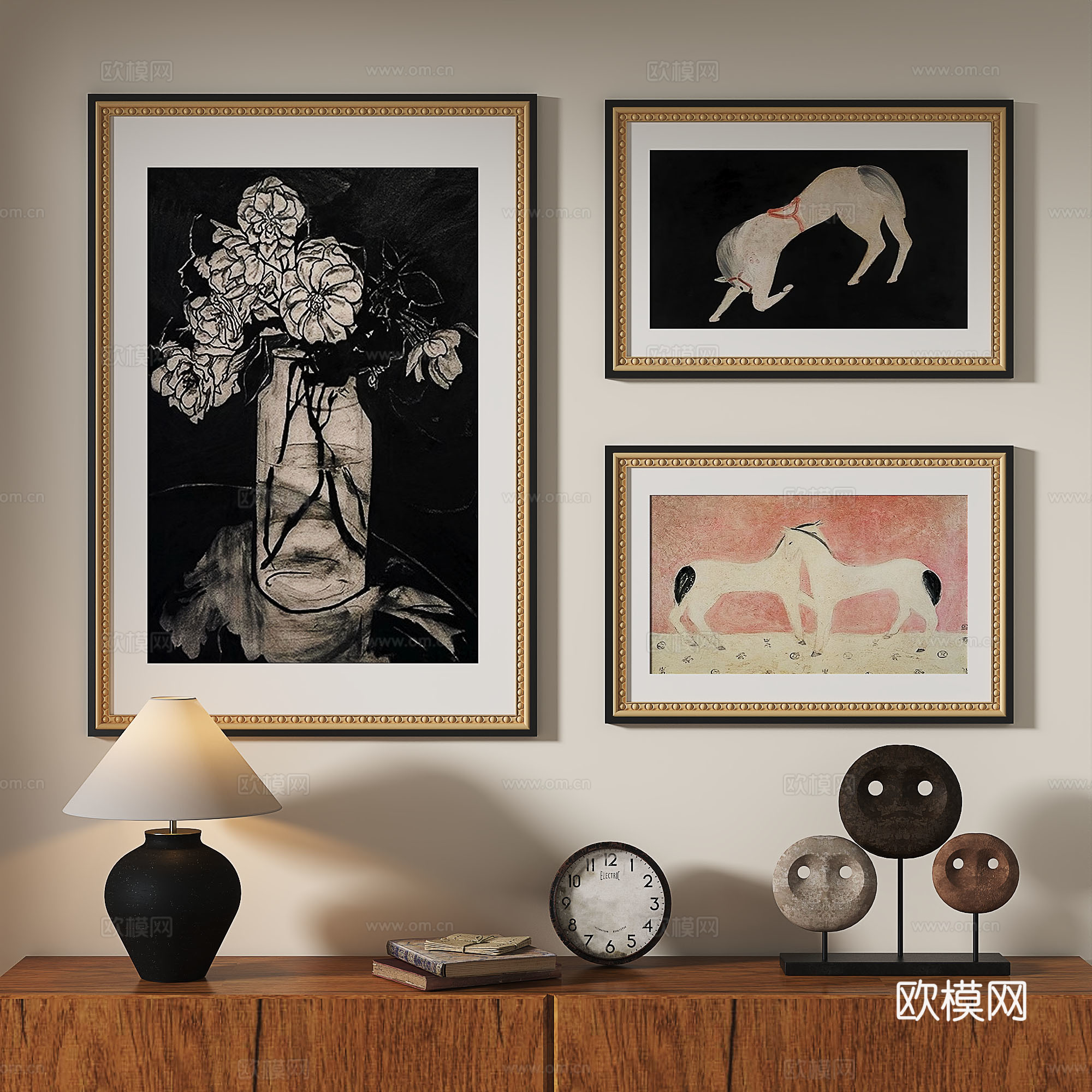 法式，复古，中古，抽象，欧式，古典，装饰画3d模型