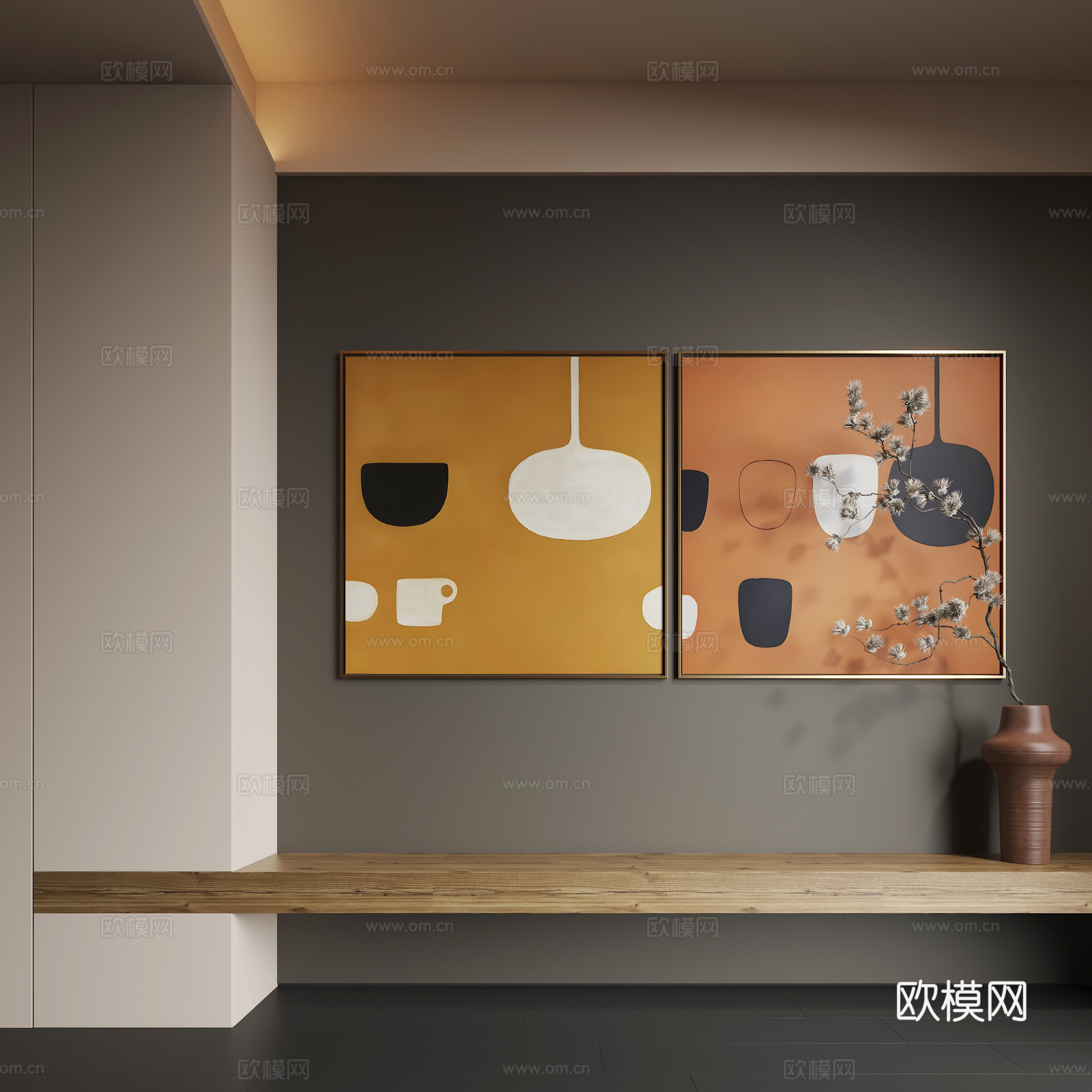 现代挂画 现代抽象挂画 现代组合画 现代意式挂画 现代轻奢挂3d模型