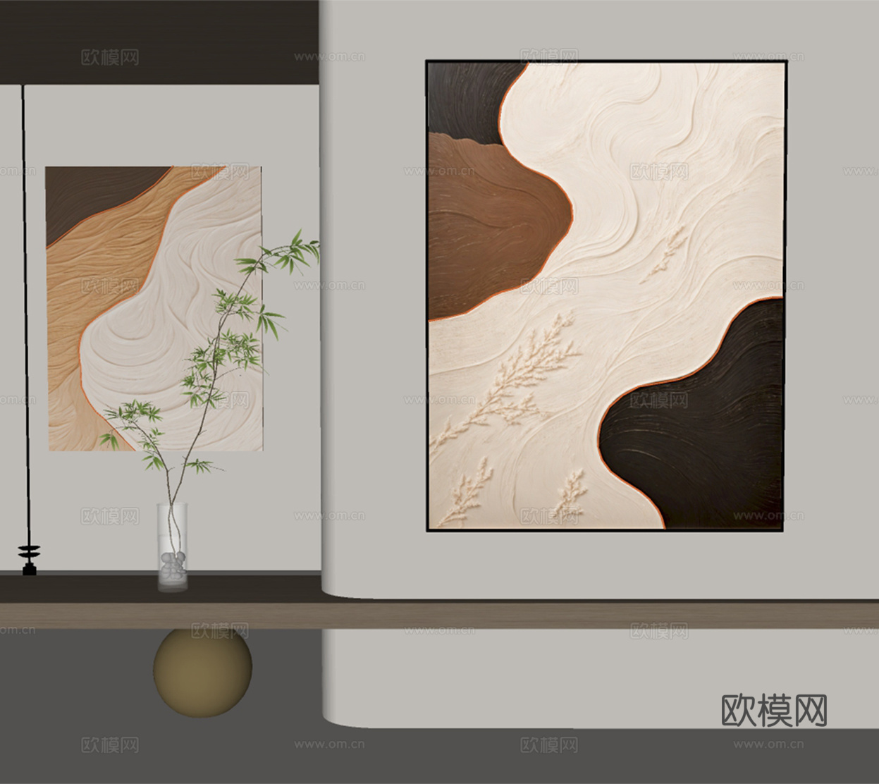 茶室挂画 书房挂画 办公室挂画 油画 客厅挂画su模型