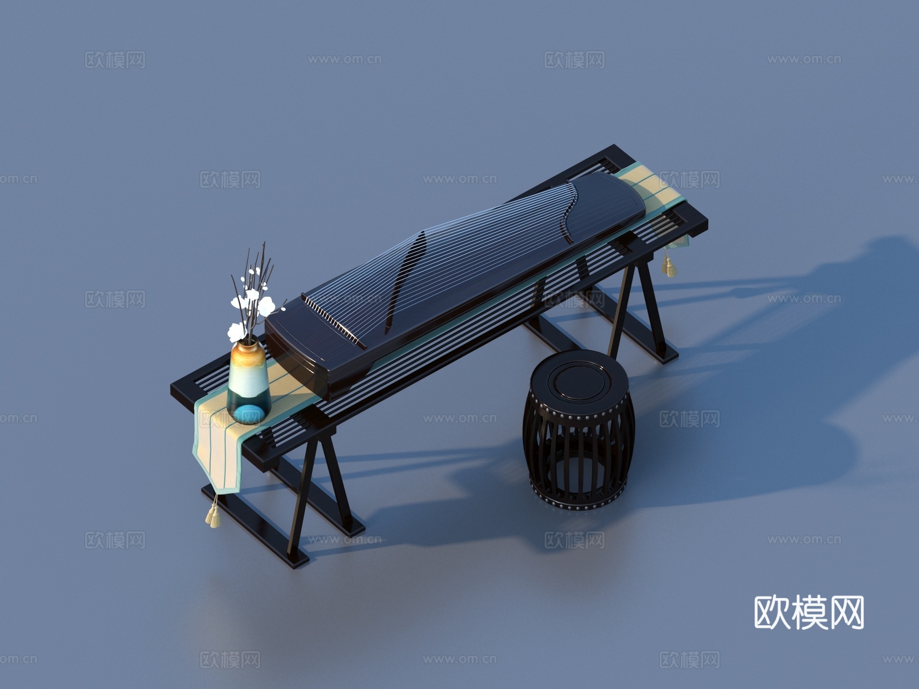 古筝 音乐器材3d模型