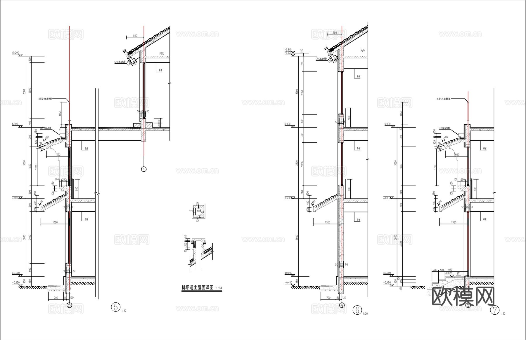 现代新中式三层自建房、别墅建筑设计cad施工图