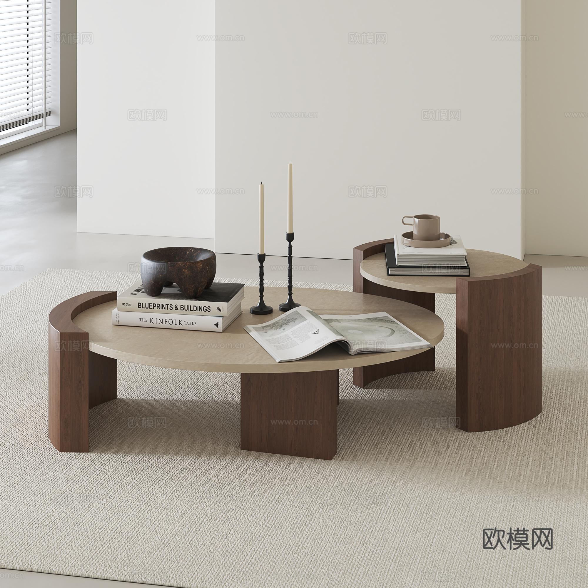 中古风实木茶几su模型