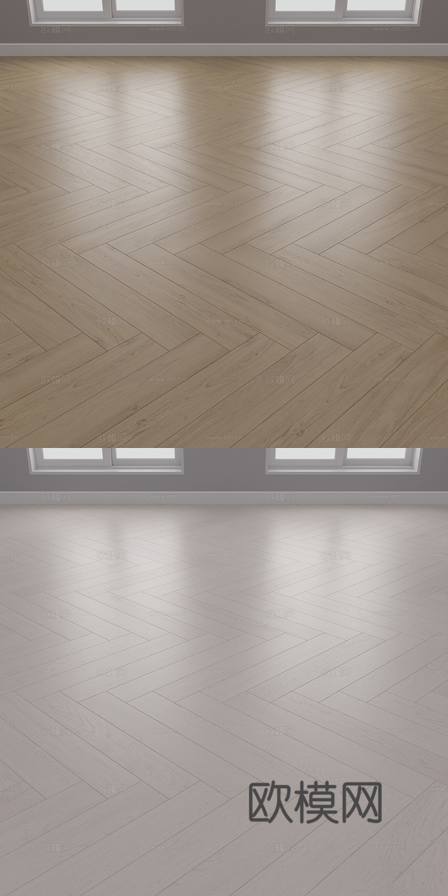 现代奶油风拼花木地板3d模型