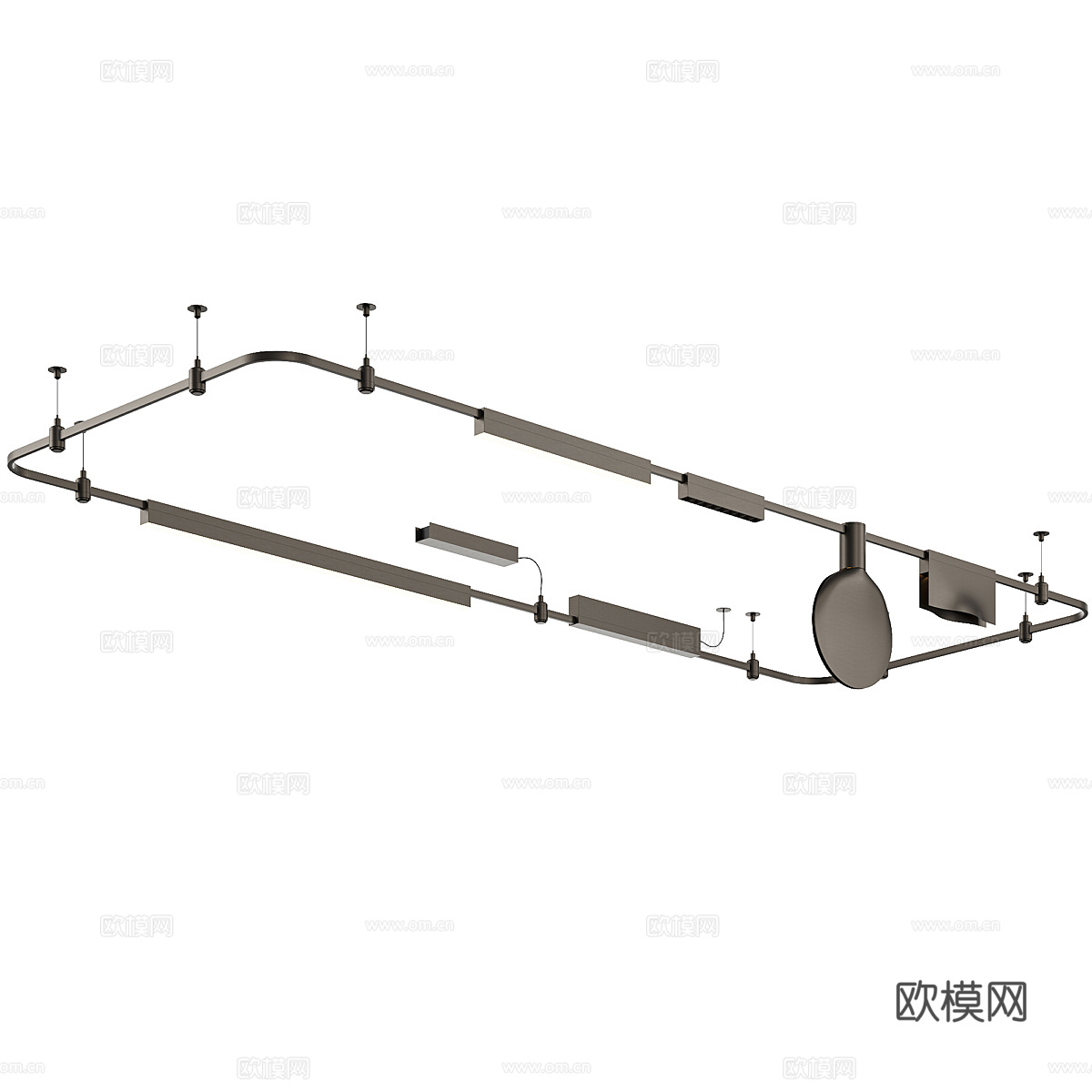 现代极简轨道吊灯3d模型