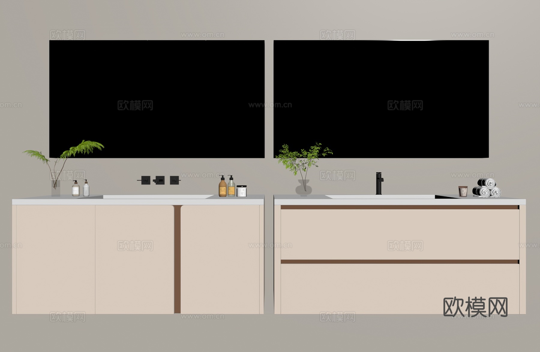 现代浴室柜su模型