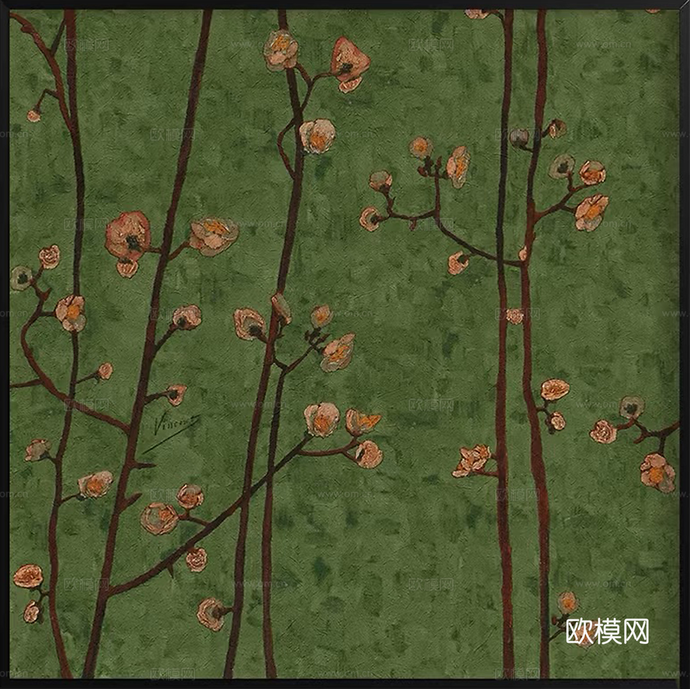美式绿色肌理装饰画