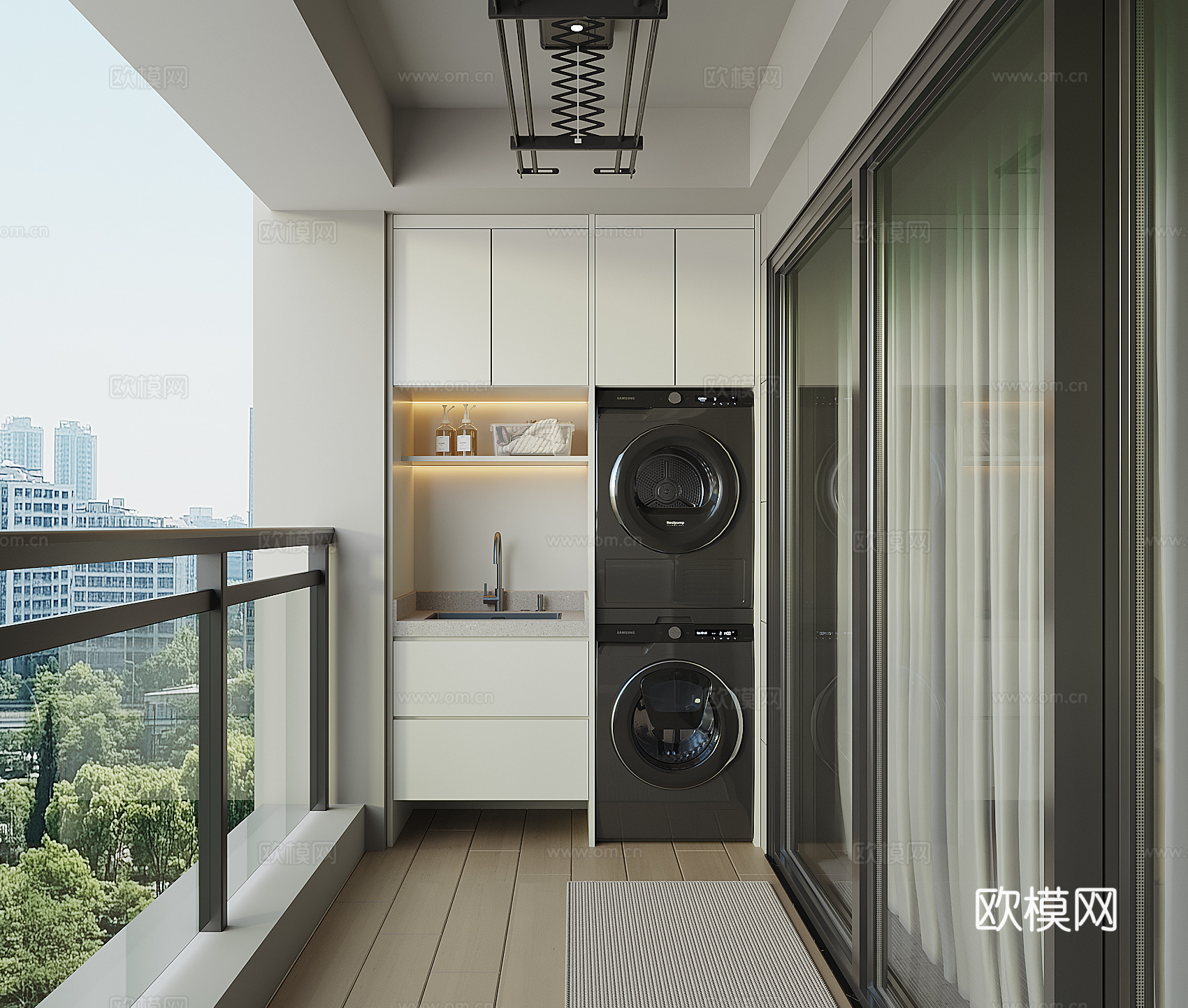 现代生活阳台su模型