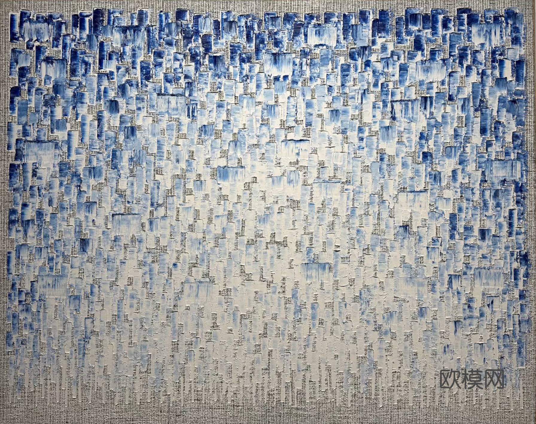 蓝色渐变抽象肌理挂画