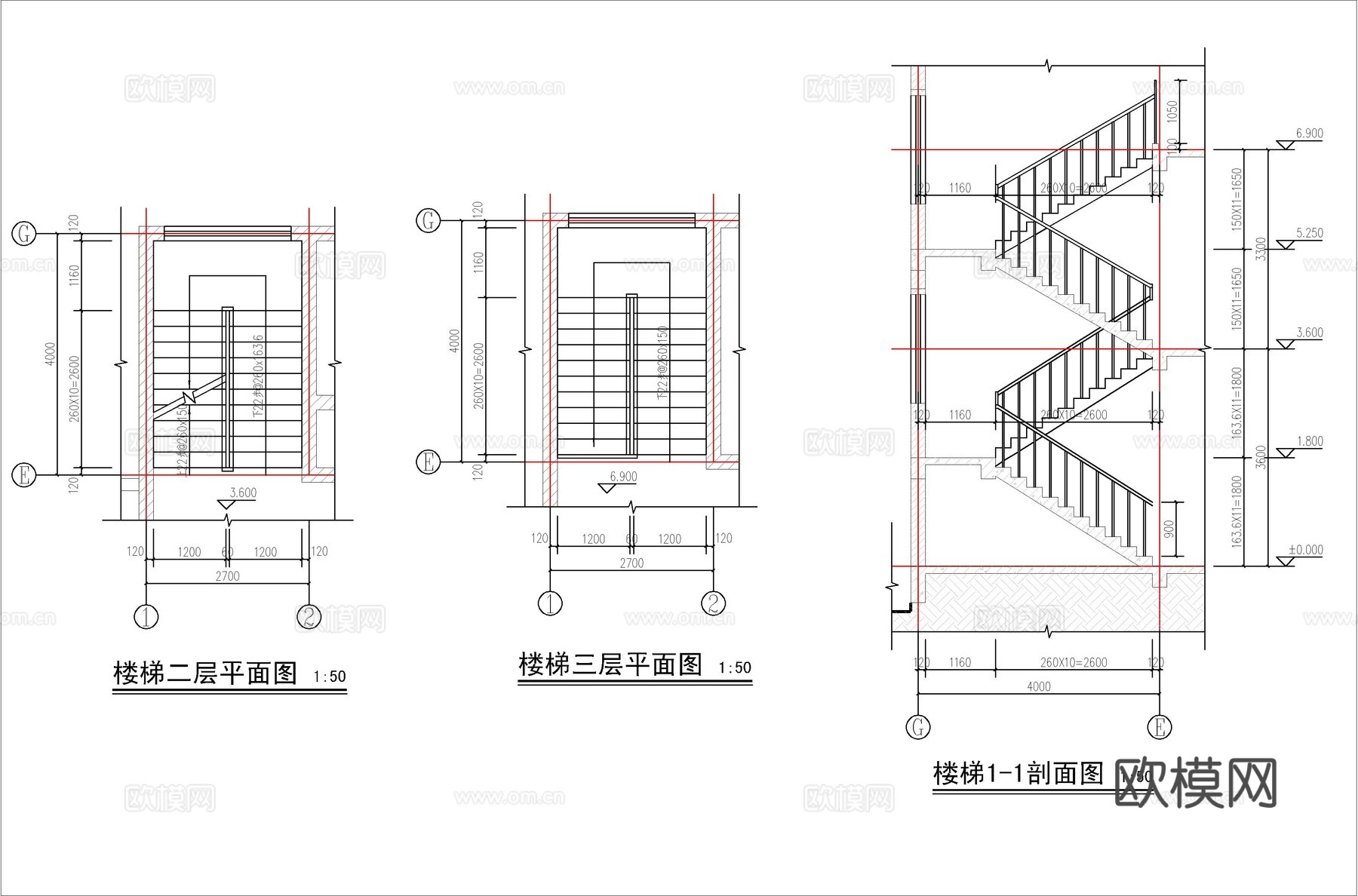 现代新中式三层自建房、别墅建筑设计cad施工图