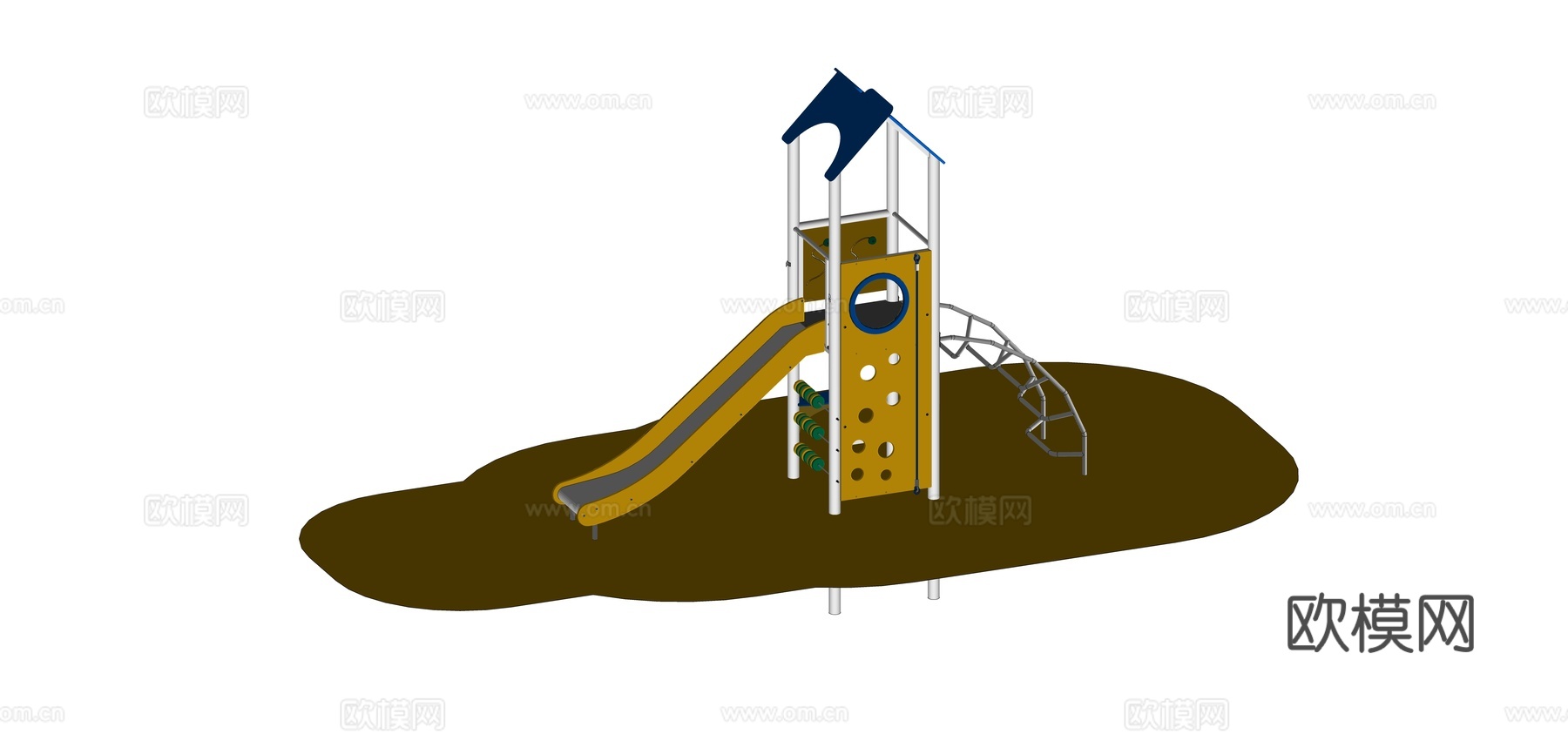 幼儿园滑梯儿童大型不锈钢滑滑梯攀爬架户外公园游乐设备su模型