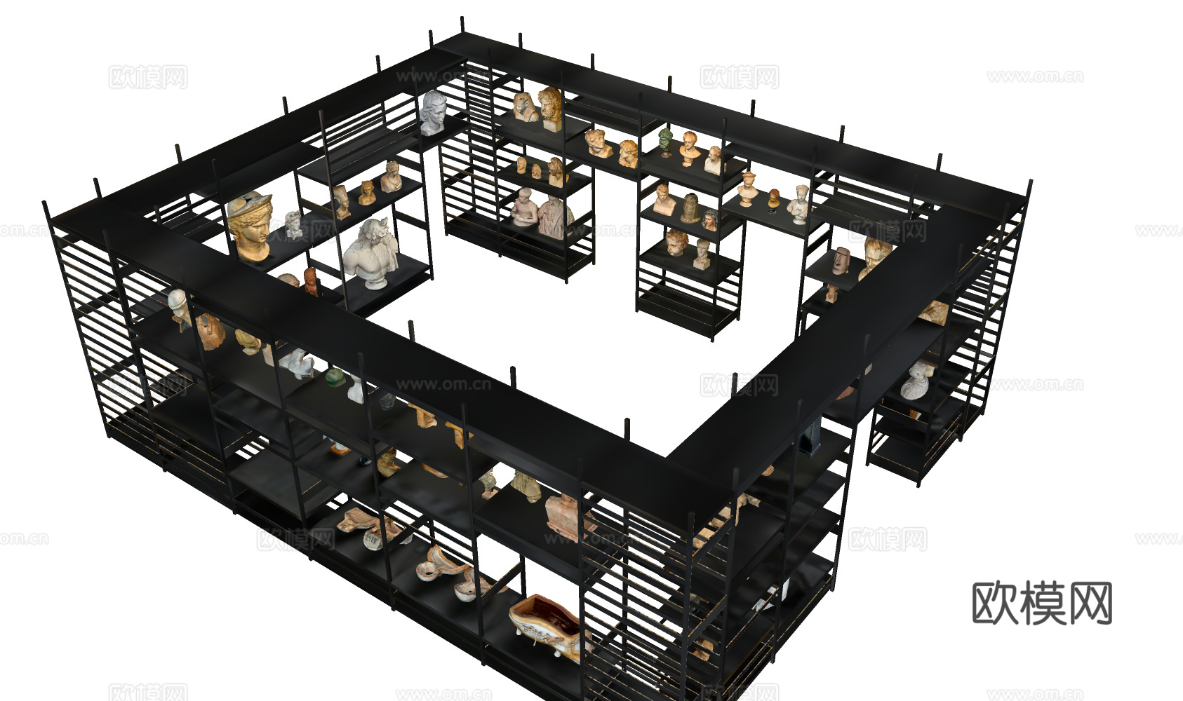 现代艺术摆件 欧式雕塑摆件 艺术展厅 展架3d模型