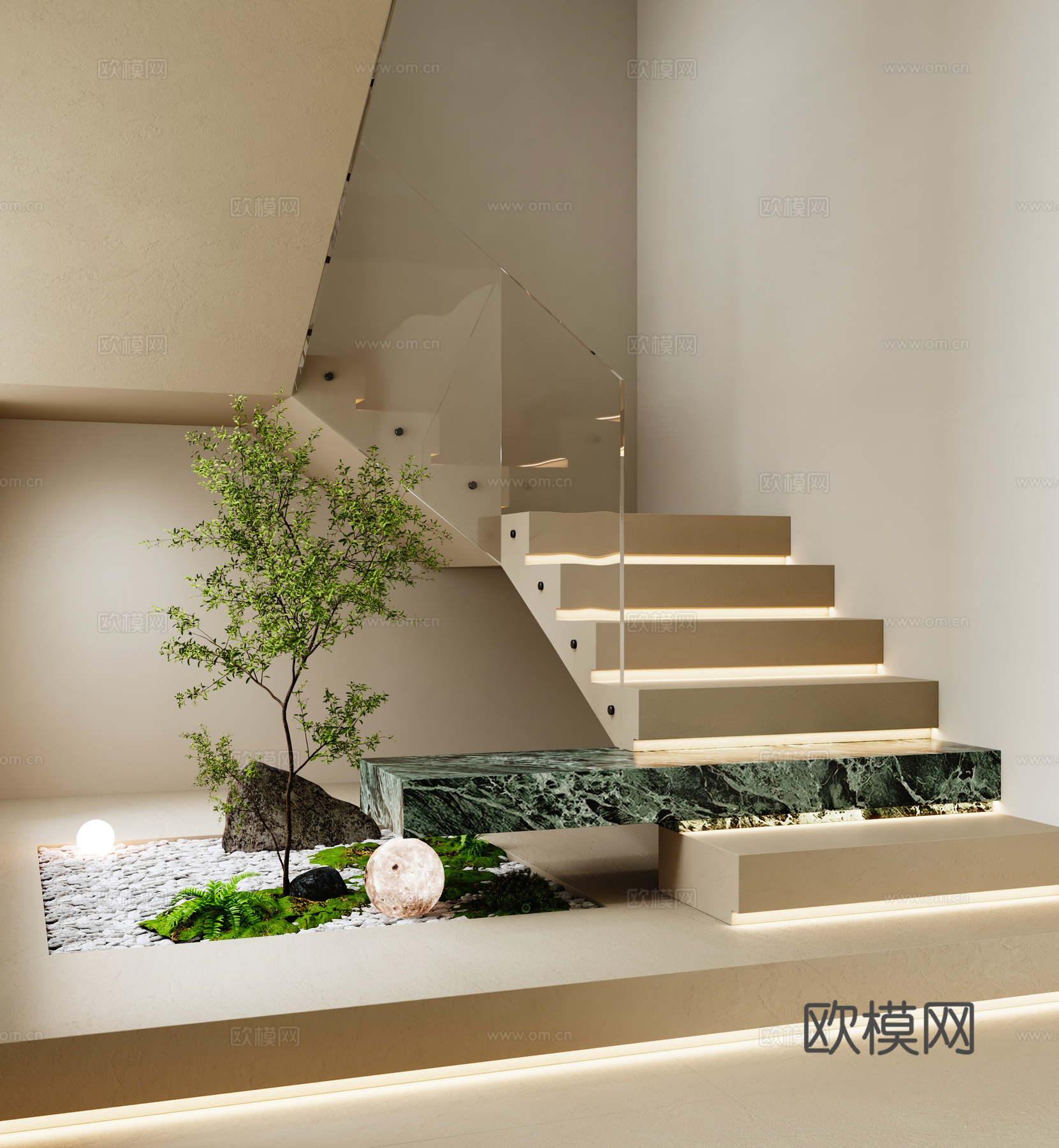 现代楼梯3d模型下载