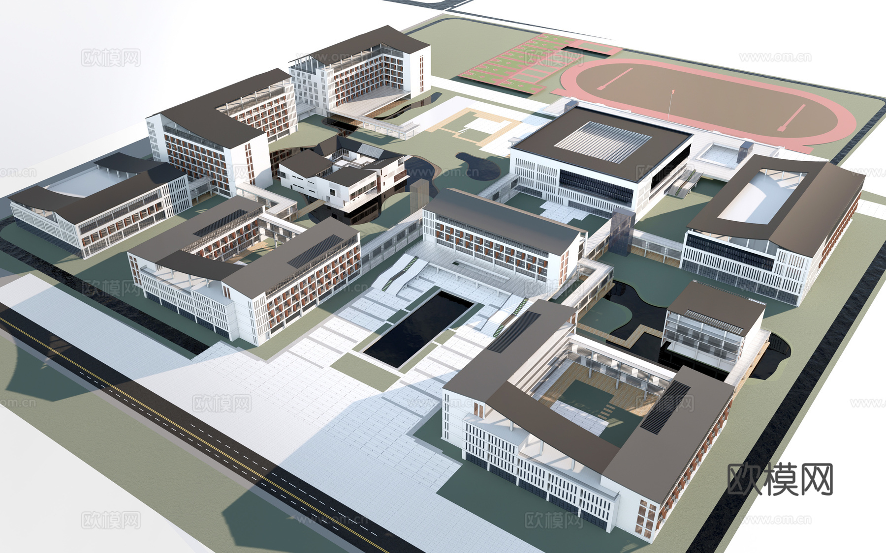 现代学校建筑 教学楼建筑 中小学建筑 行政楼 办公楼su模型