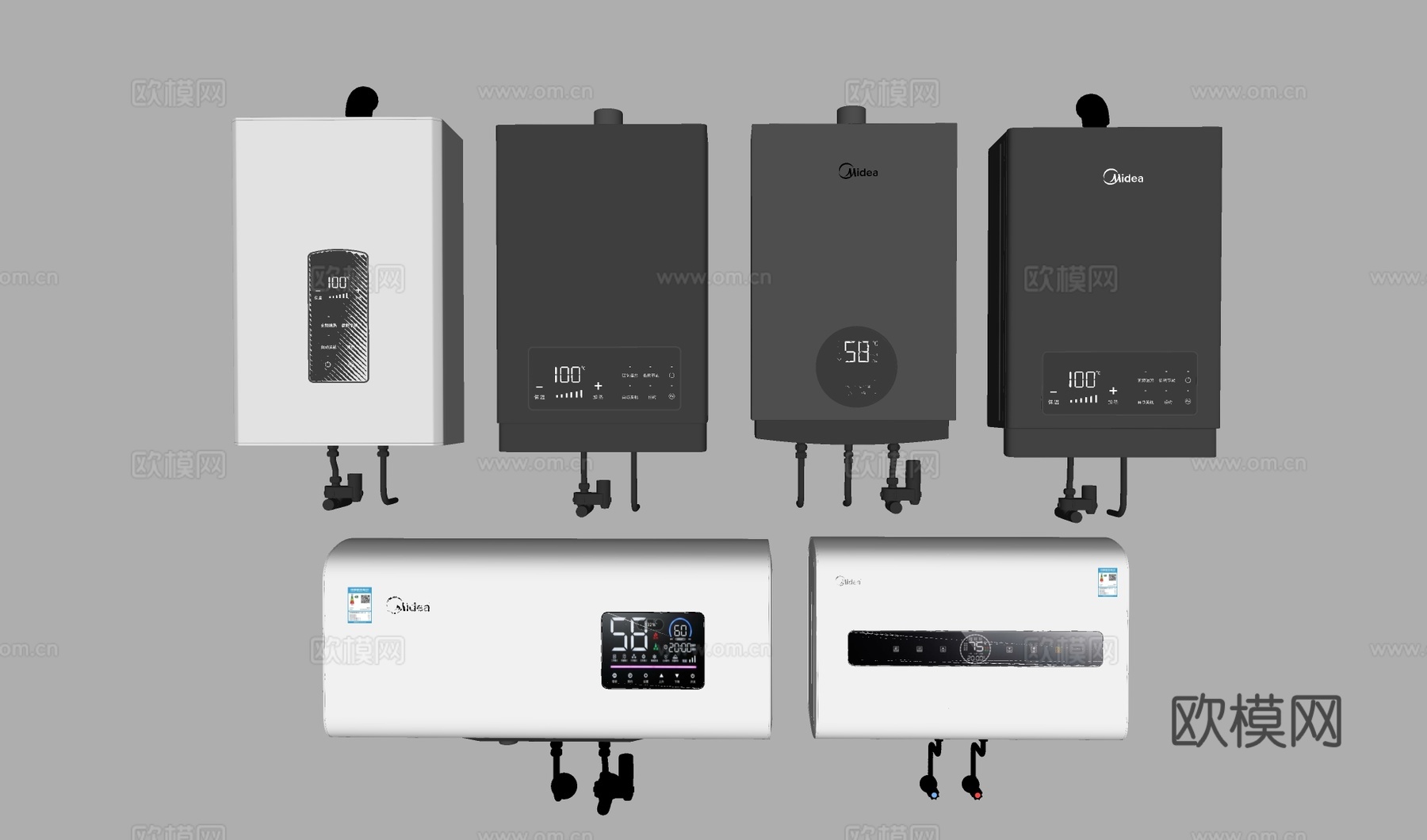 燃气热水器壁挂炉 电热水器su模型