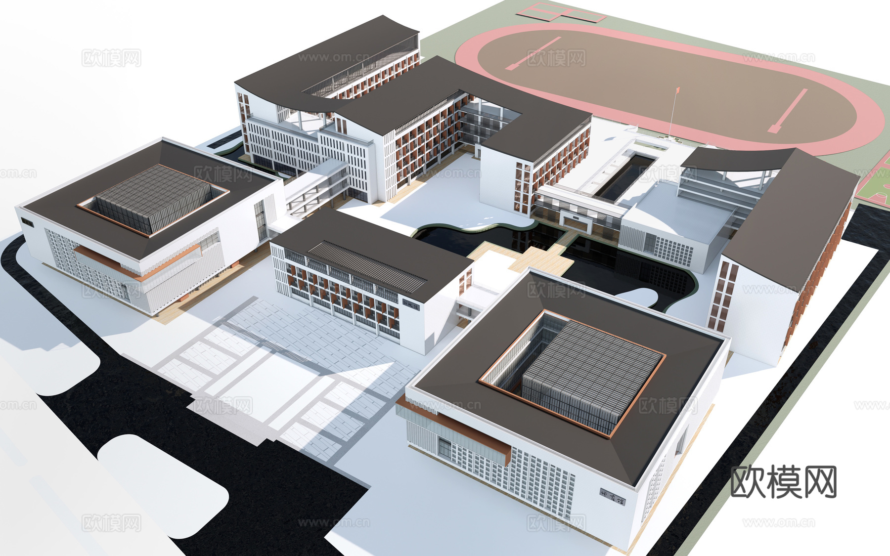 现代学校建筑 教学楼建筑 中小学建筑 行政楼 办公楼su模型