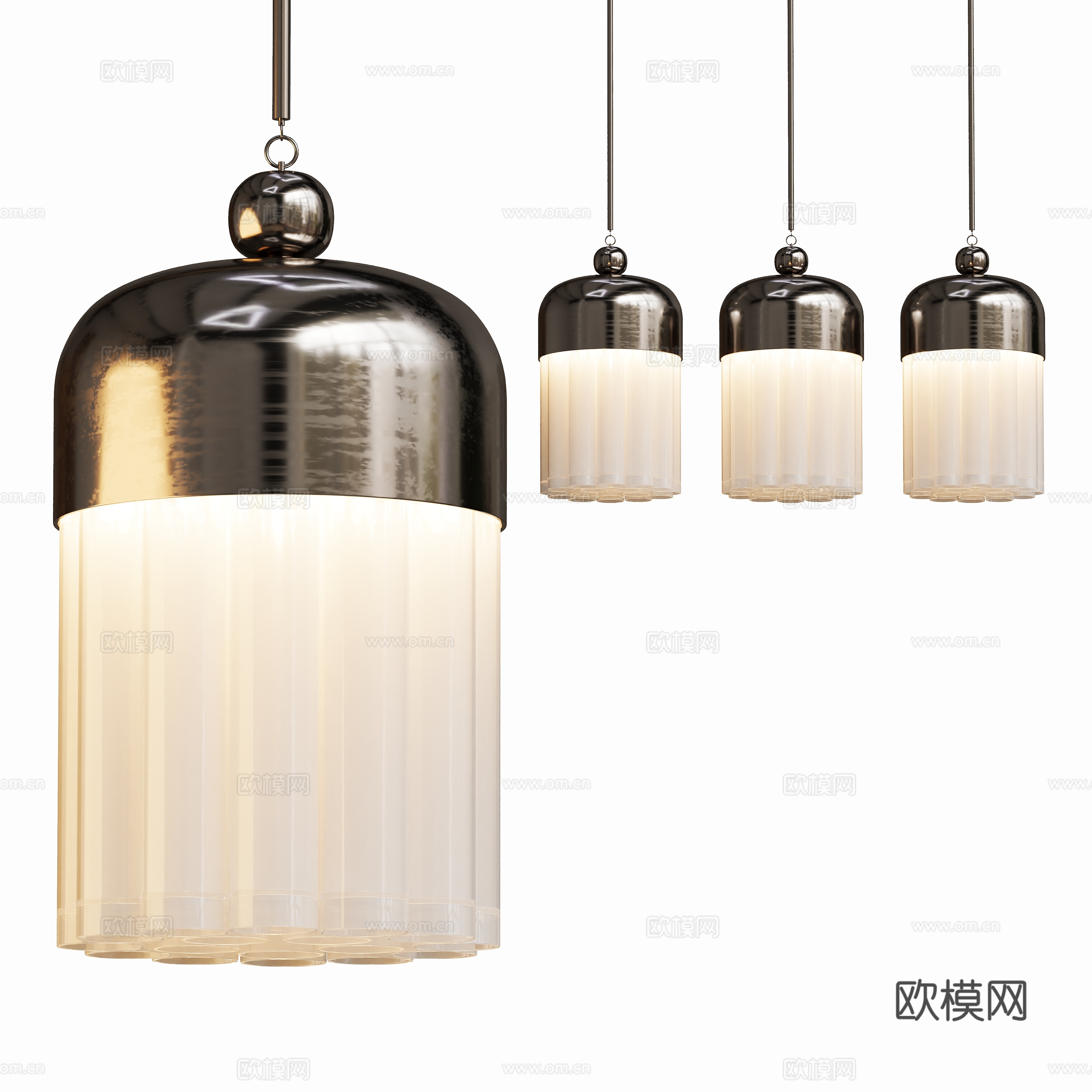 现代金属多头吊灯su模型