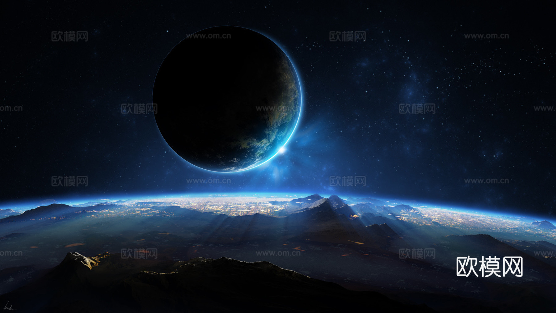 星空月球光