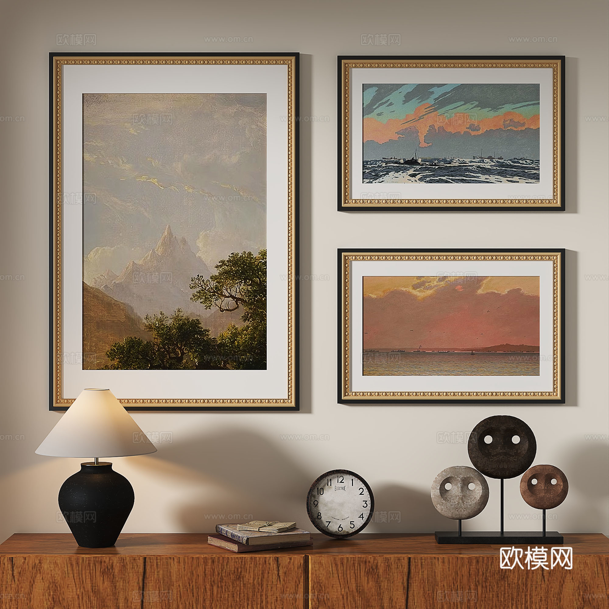 法式，复古，中古，抽象，欧式，古典，装饰画3d模型