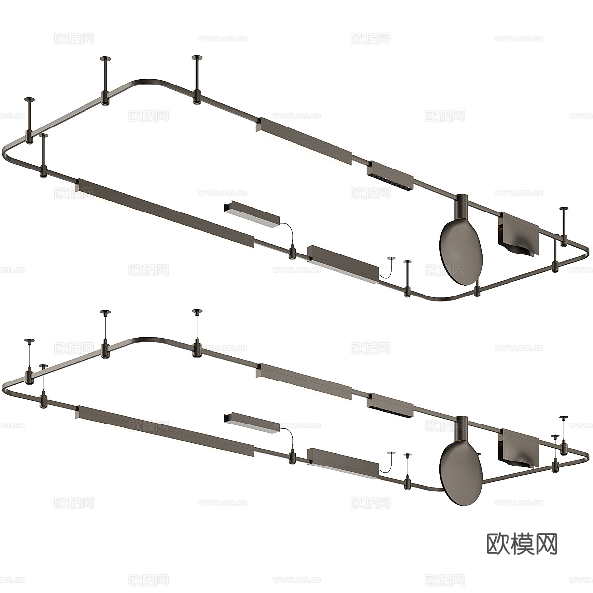 现代极简轨道吊灯3d模型