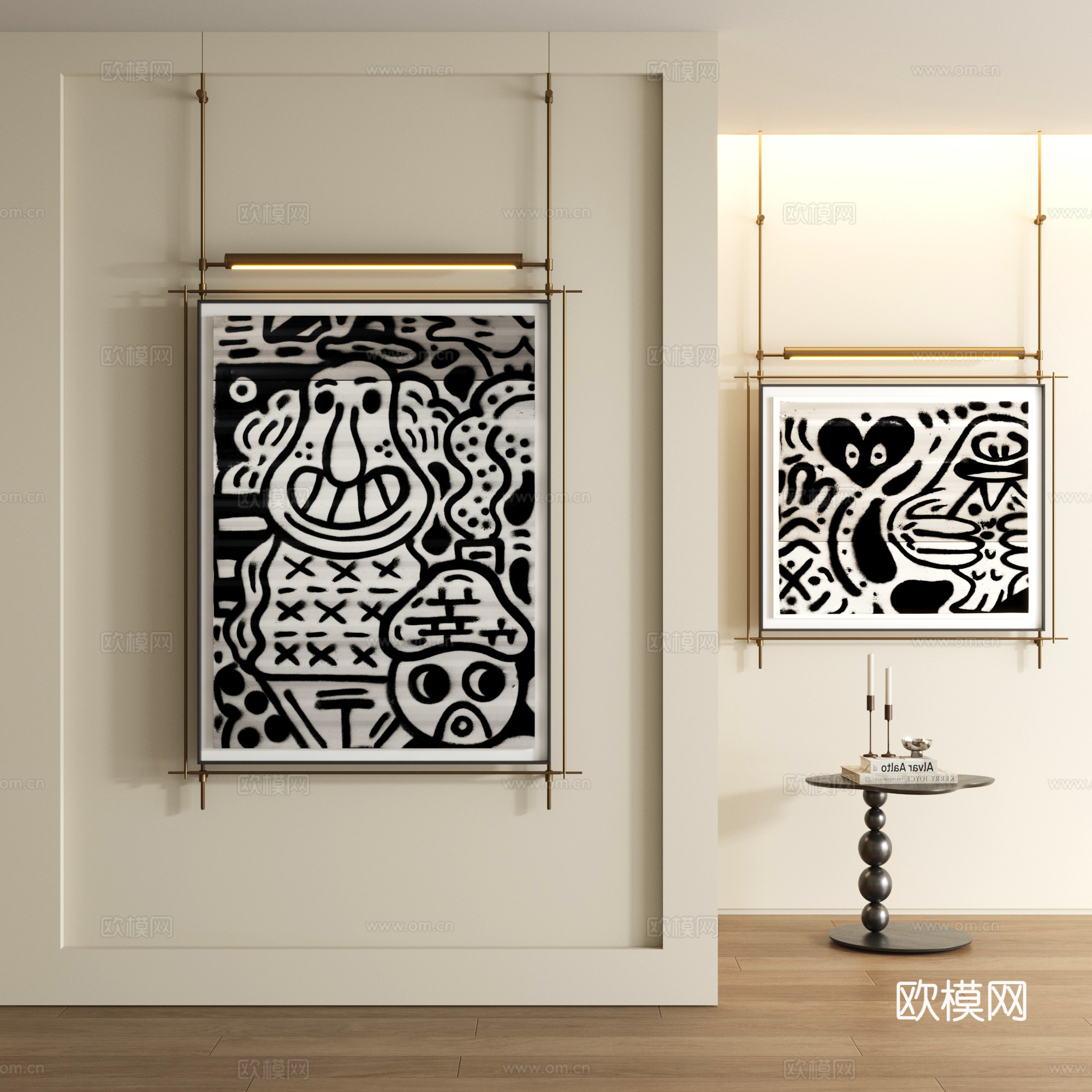 现代多巴胺卡通装饰画su模型