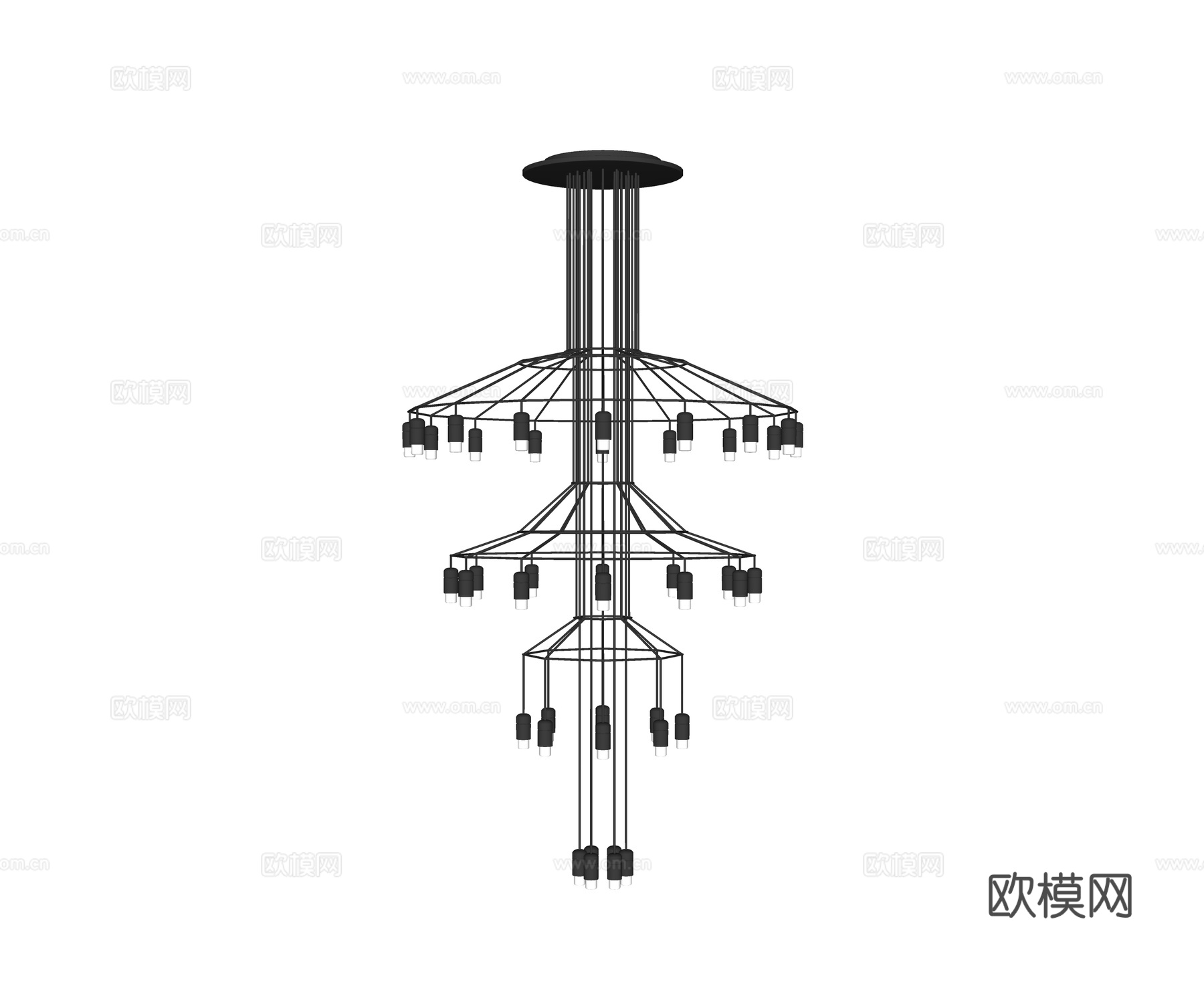 现代极简大型吊灯su模型