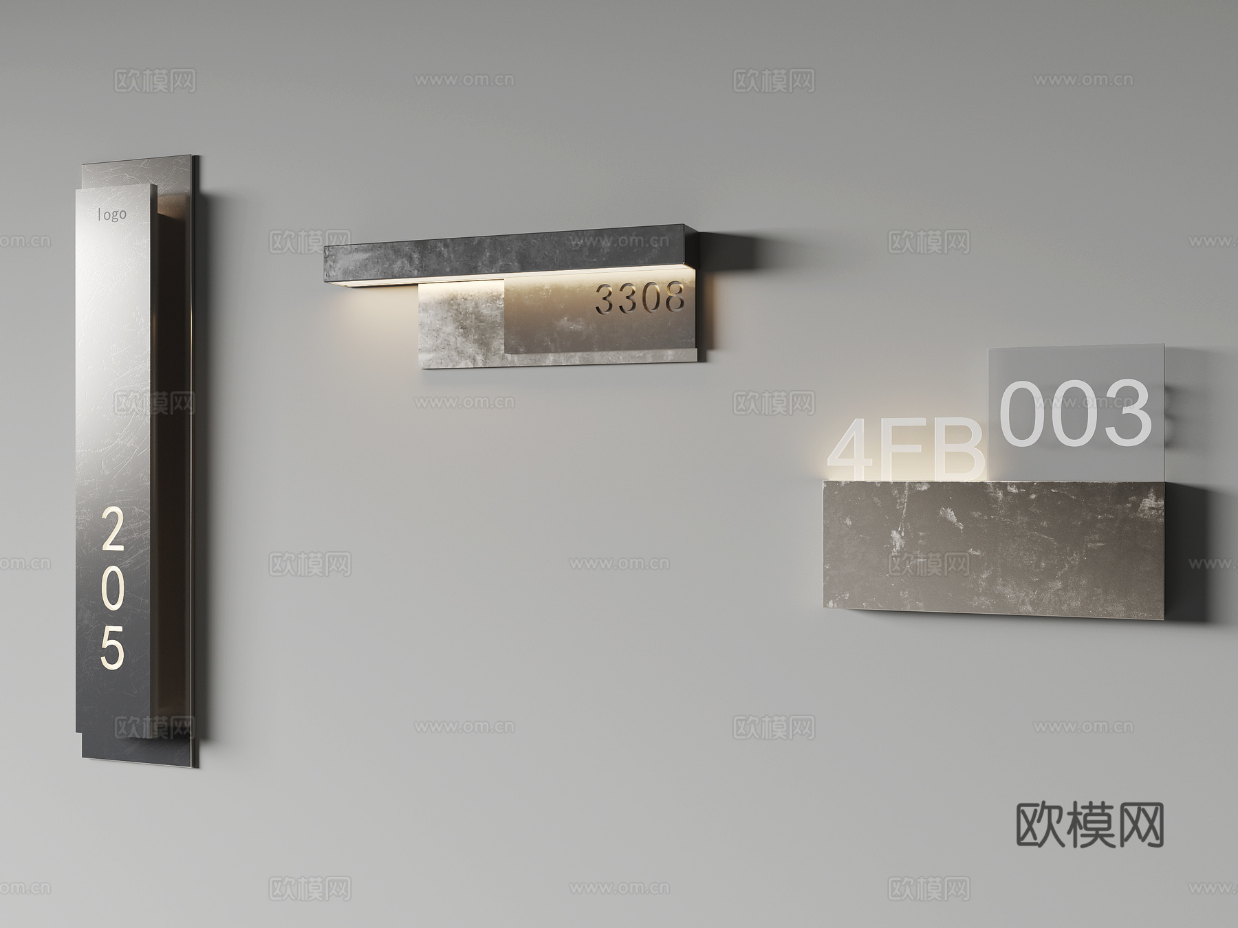 现代标识标牌 酒店门牌 客房门牌su模型