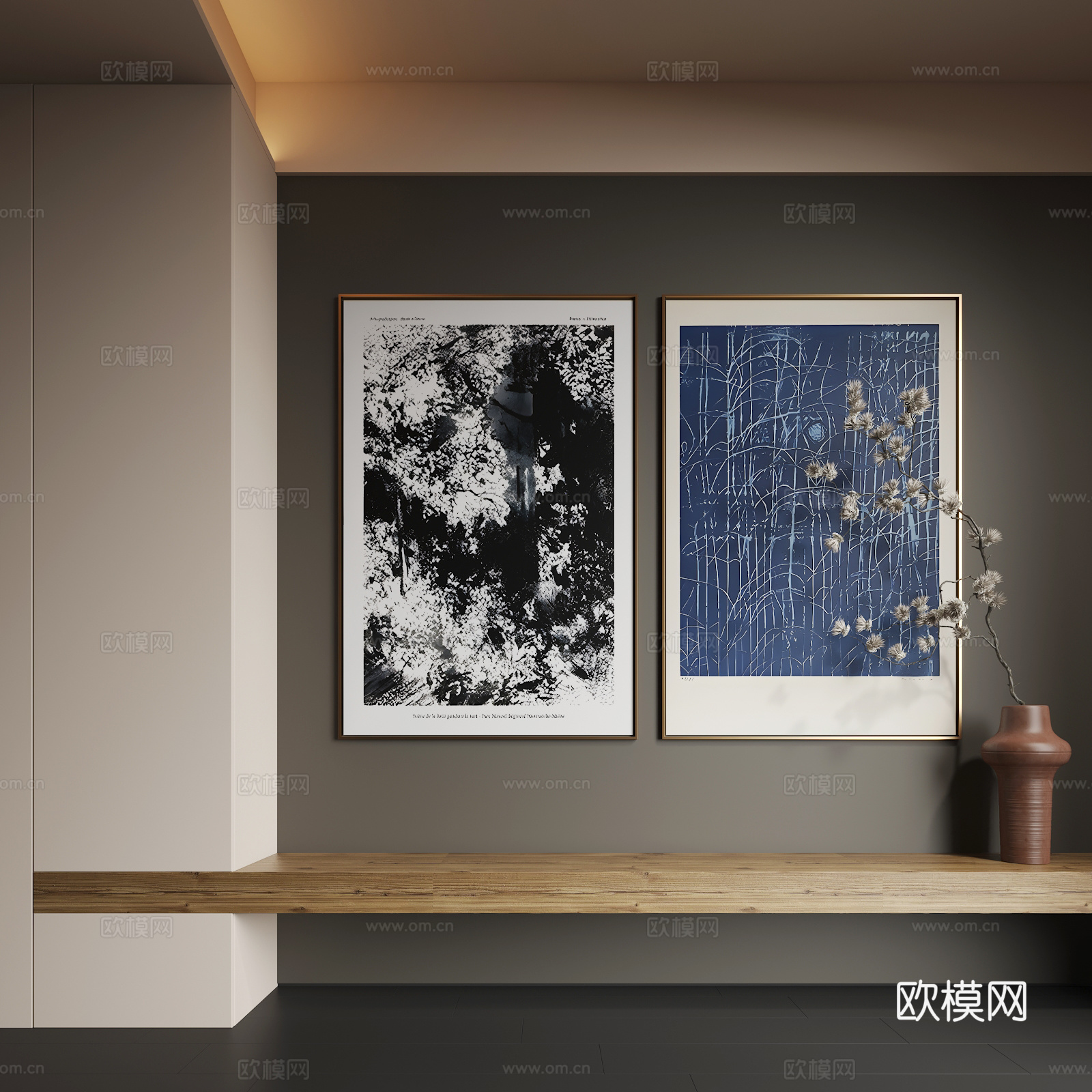 现代挂画 现代抽象挂画 现代组合画 现代意式挂画 现代轻奢挂3d模型